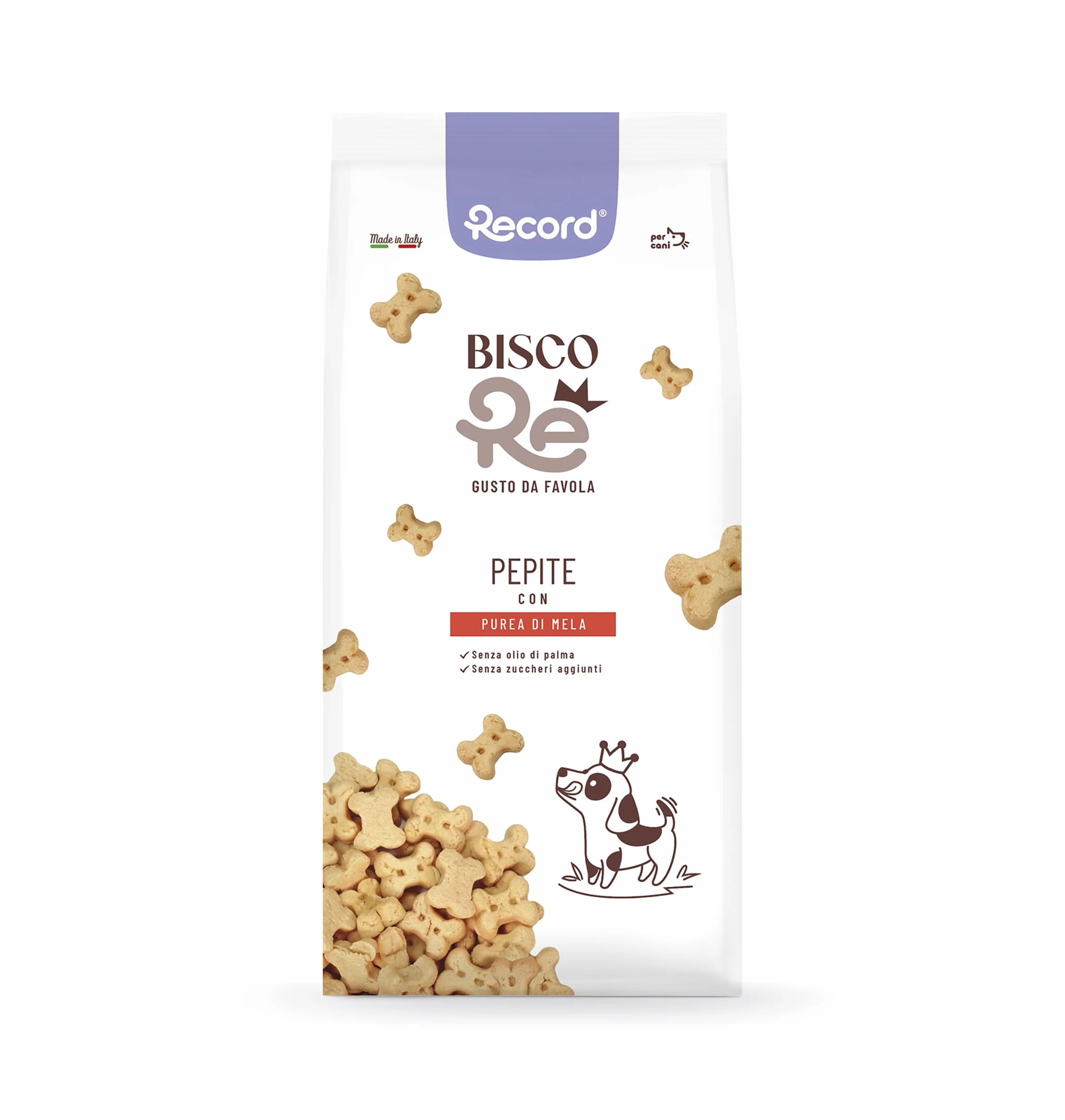 Record - BiscoRe Biscotti per Cani alla Mela, formato da 1kg. Snack Naturali Cotti al Forno con Purea di Frutta, Senza Conservanti né Olio di Palma, Leggeri, Digeribili e Gustosi