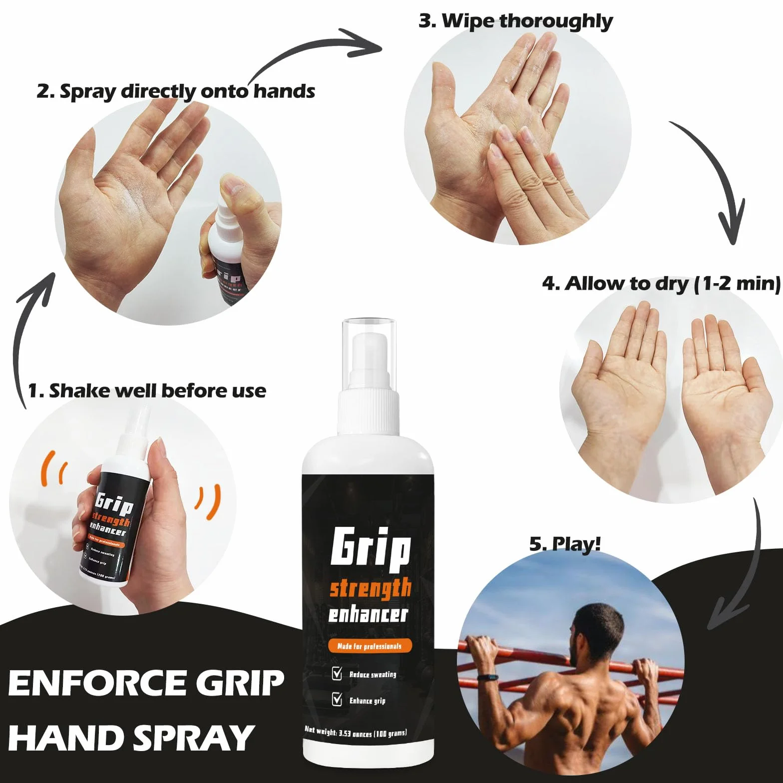 Sport Hand Grip Spray 100ml per Atleti Tennis Basket Baseball