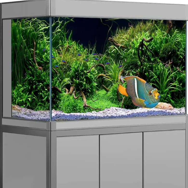 Acquario Sfondo Adesivo forestale Sfondo Acquario Ornamento Poster Foresta Acquario Paesaggio Carta autoadesiva for Acquario(White,54x122cm)