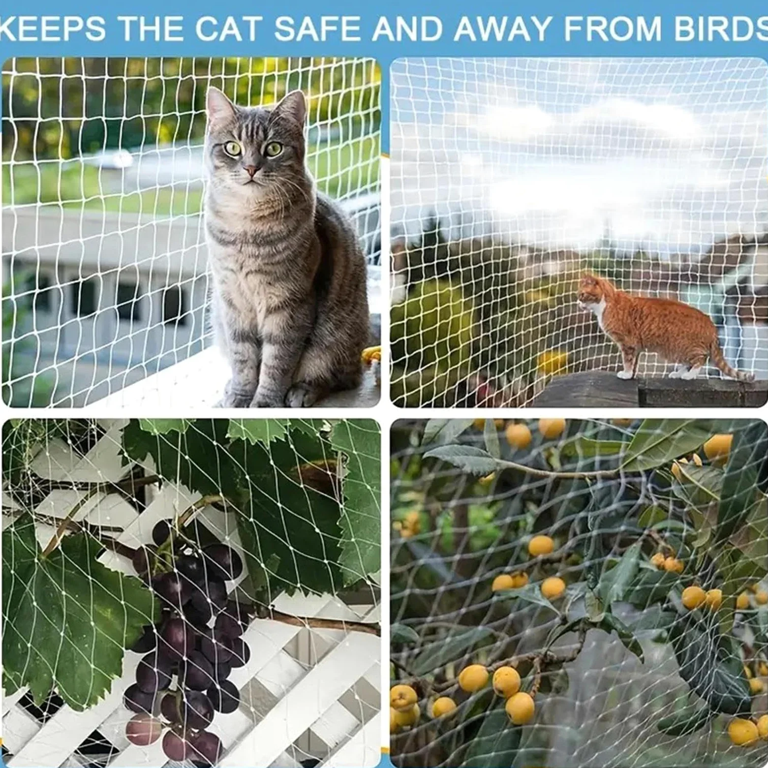 NETTINA DI BALCONO per animali domestici, balcone da rete per gatti | Rete per la per animali domestici per balcone, scale, porta,