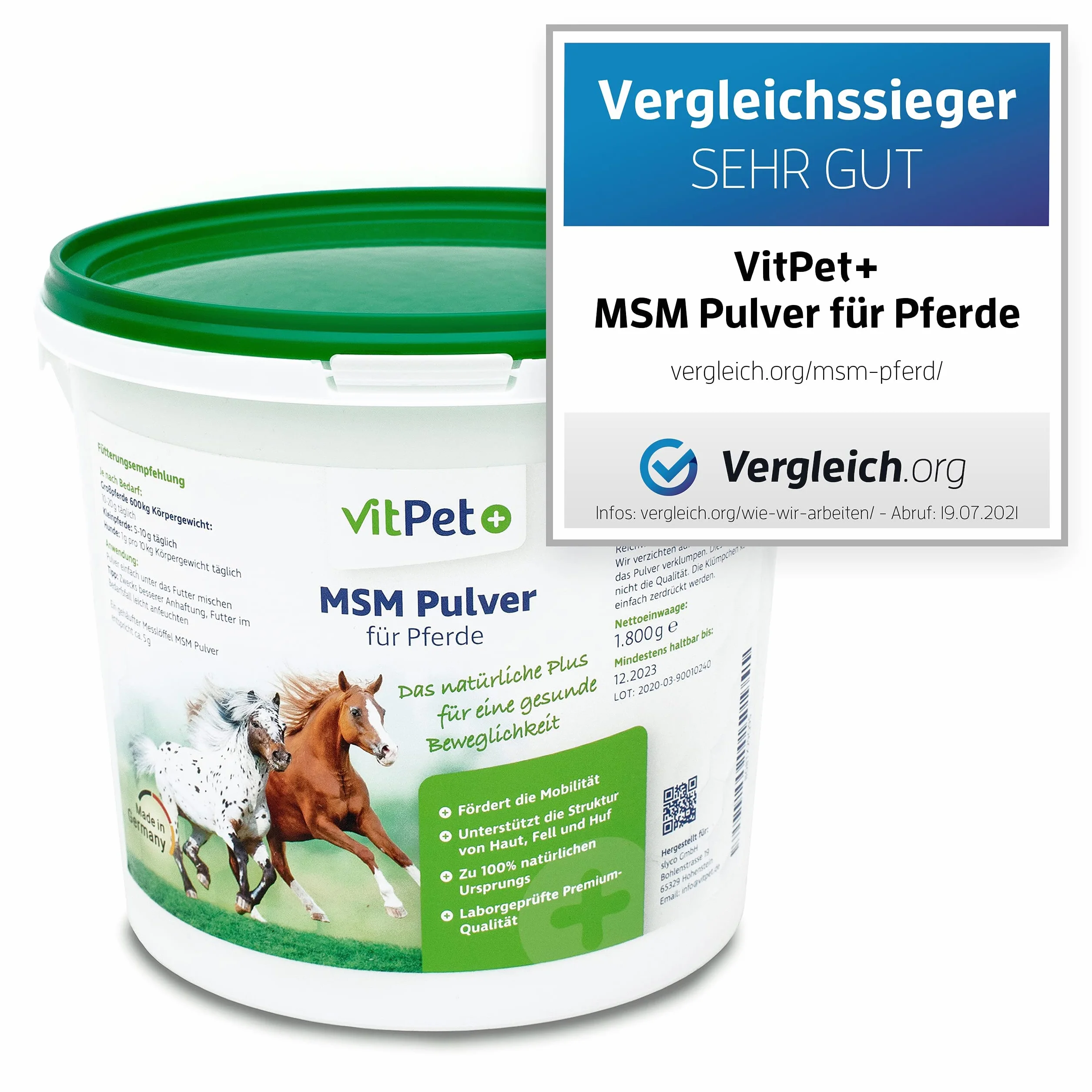 MSM polvere per cavalli Metilsulfonilmetano 1,8 kg