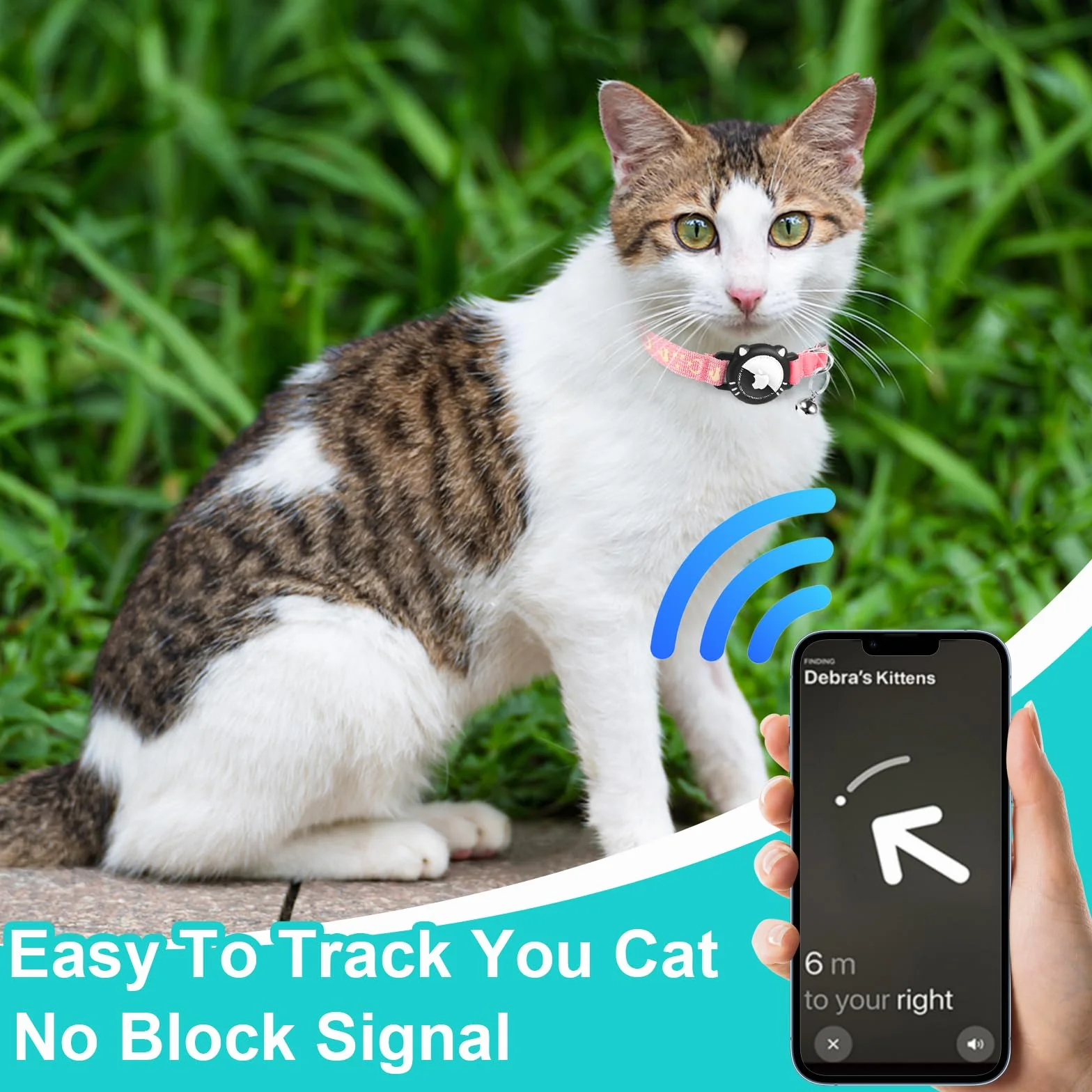 Collare per Gatto per Airtag Compatibile con Apple Air Tag con Fibbia di Sicurezza Riflettente per Gattino