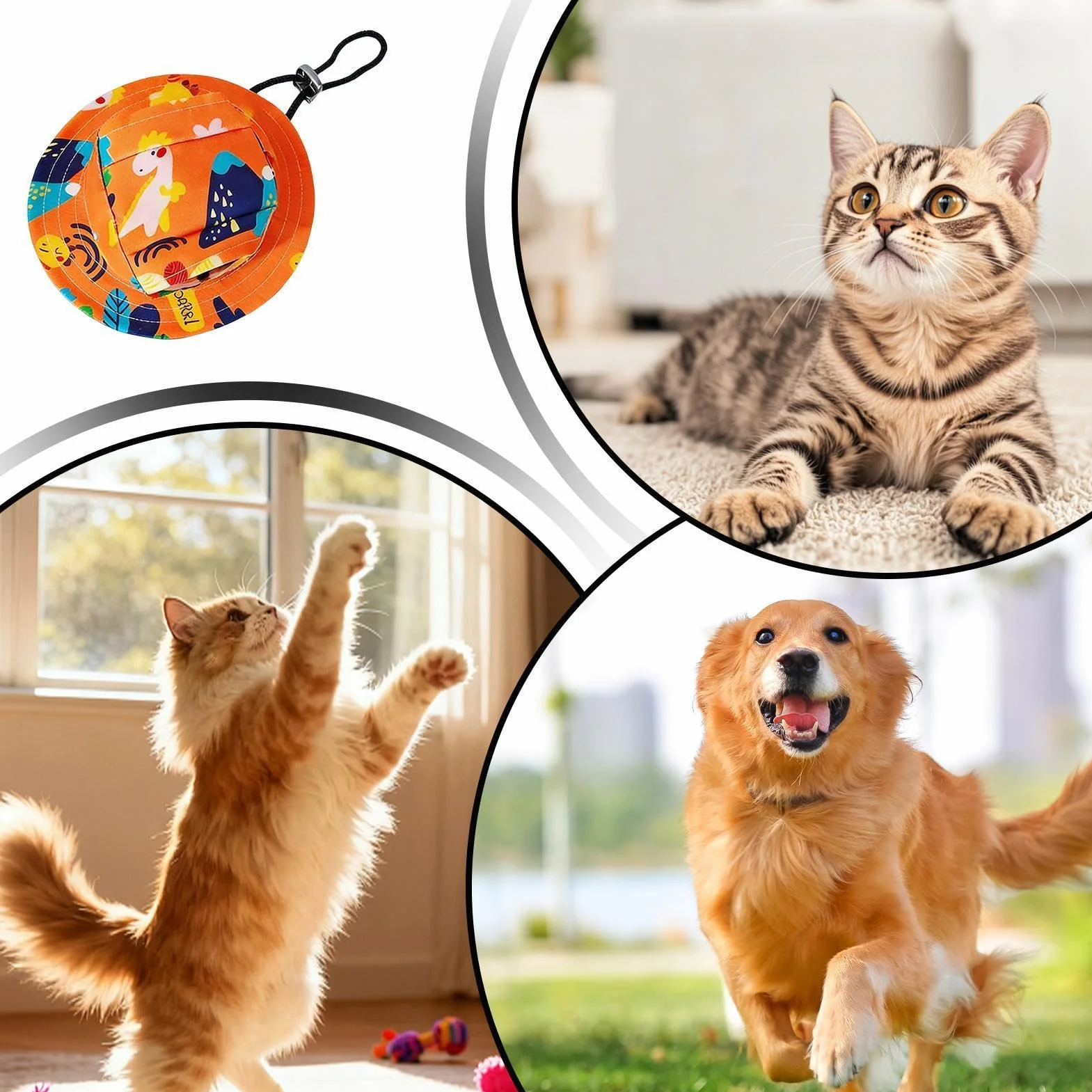 Generico Cappello da Pescatore per Cani, Cappello per Animali Domestici con Foro per L'orecchio Regolabile, Cappellino Solare con Protezione UV per Animali Domestici, Berretto Estivo Stile Baseball,