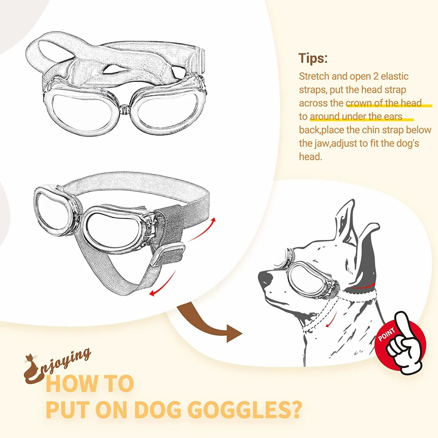 NAMSAN Occhiali da Sole per Cani di Piccola Taglia, Anti-UV, Impermeabili, Regolabili, Trasparenti