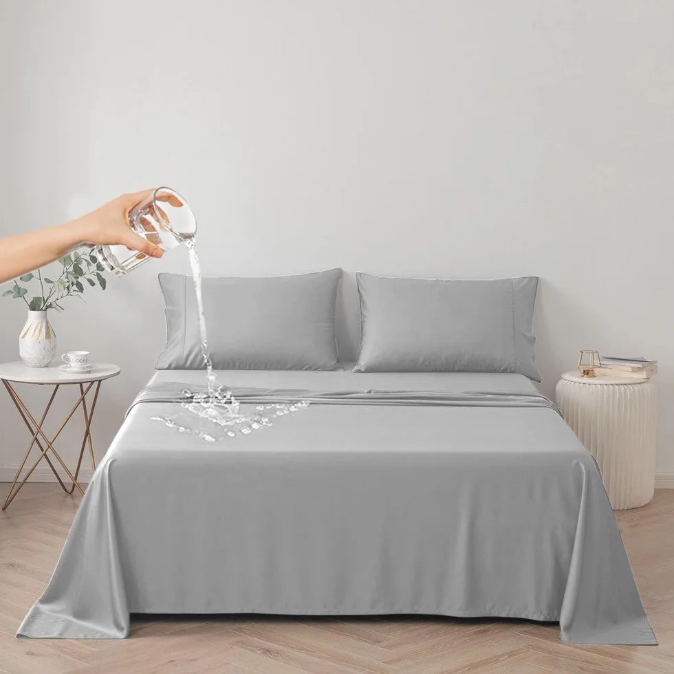DUJUIKE Coprimaterasso Impermeabile Queen 200 x 230 cm Grigio Resistente ai Peli di Animali Domestici