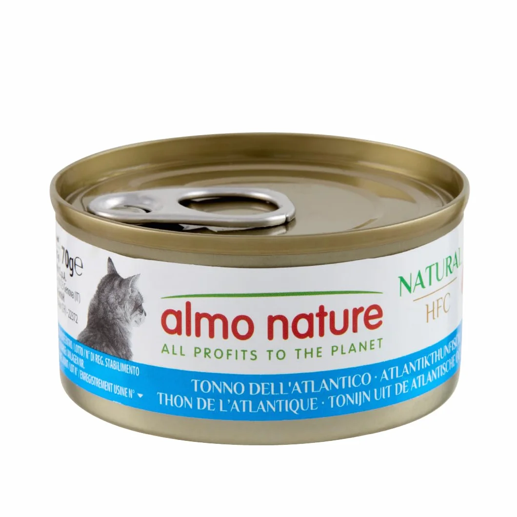 Almo Nature HFC Natural Alimento Umido per Gatti Tonno Dell'Atlantico 70g Confezione da 6