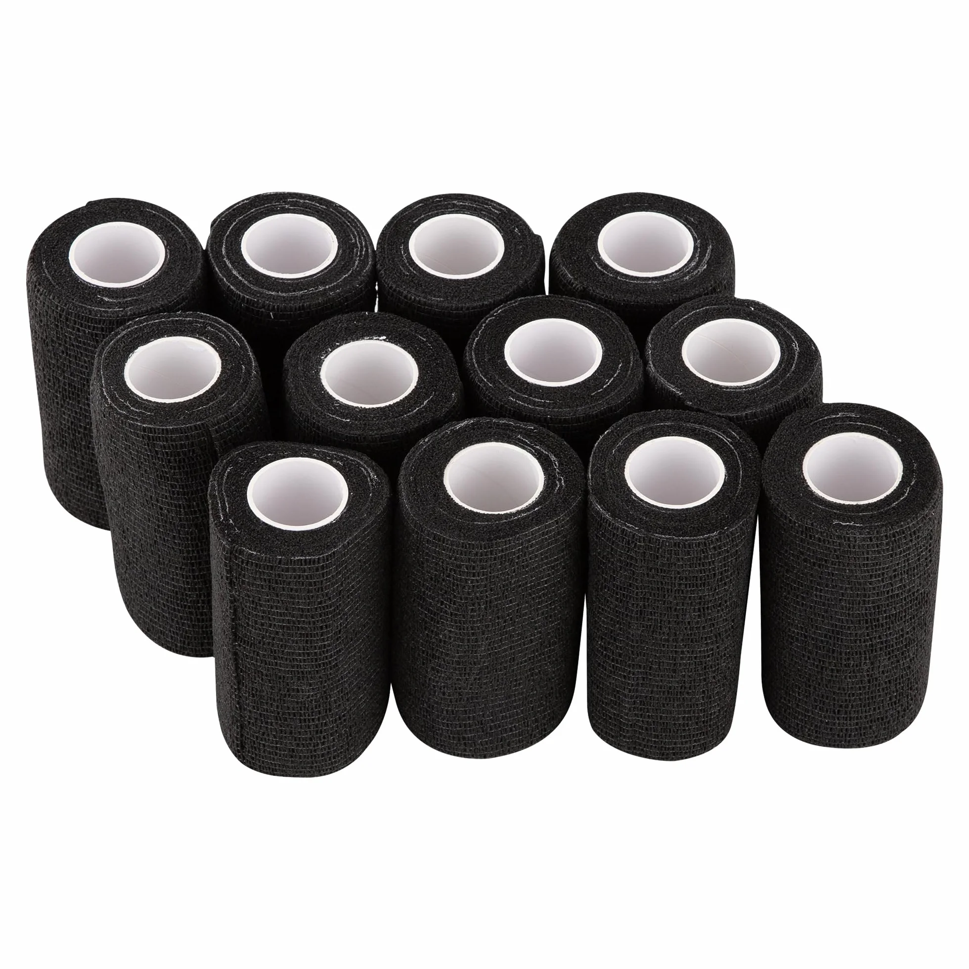 Garza Autoadesiva 12 Rotoli Benda Elastica Coesiva 10cm x 4.5m Nero