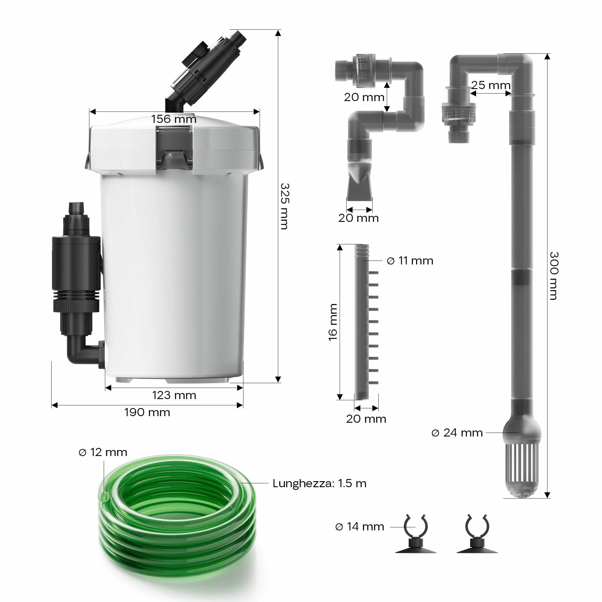 SunSun Filtro Esterno per acquari HW-603B con Pompa da 400 l/h, filtrazione a 3 stadi con 3 spugne filtranti e 1 Tappetino in TNT Inclusi
