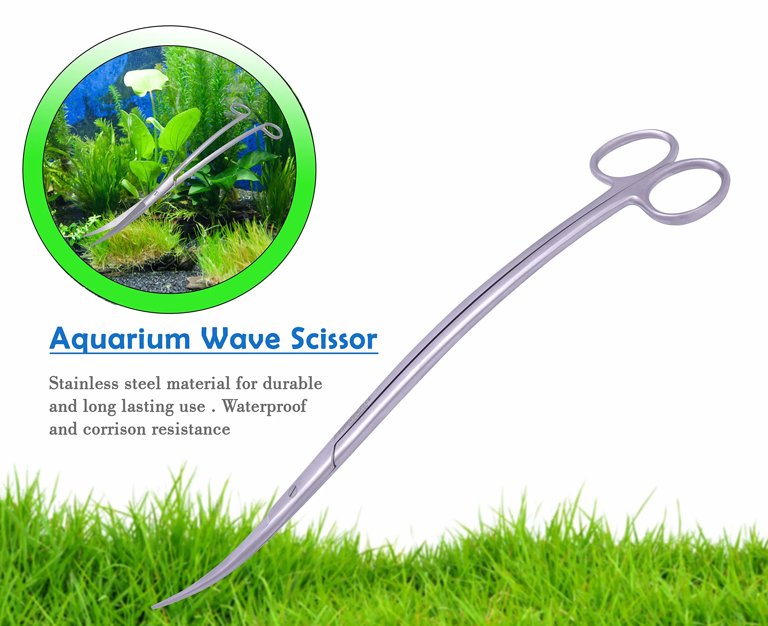 Innotech forbici per acquario ondulate nere 30 cm Argento