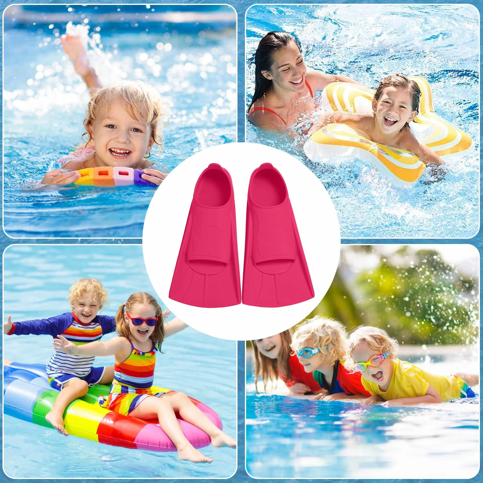 Pinne da Nuoto per Bambini Corte Snorkeling Subacquee Principianti