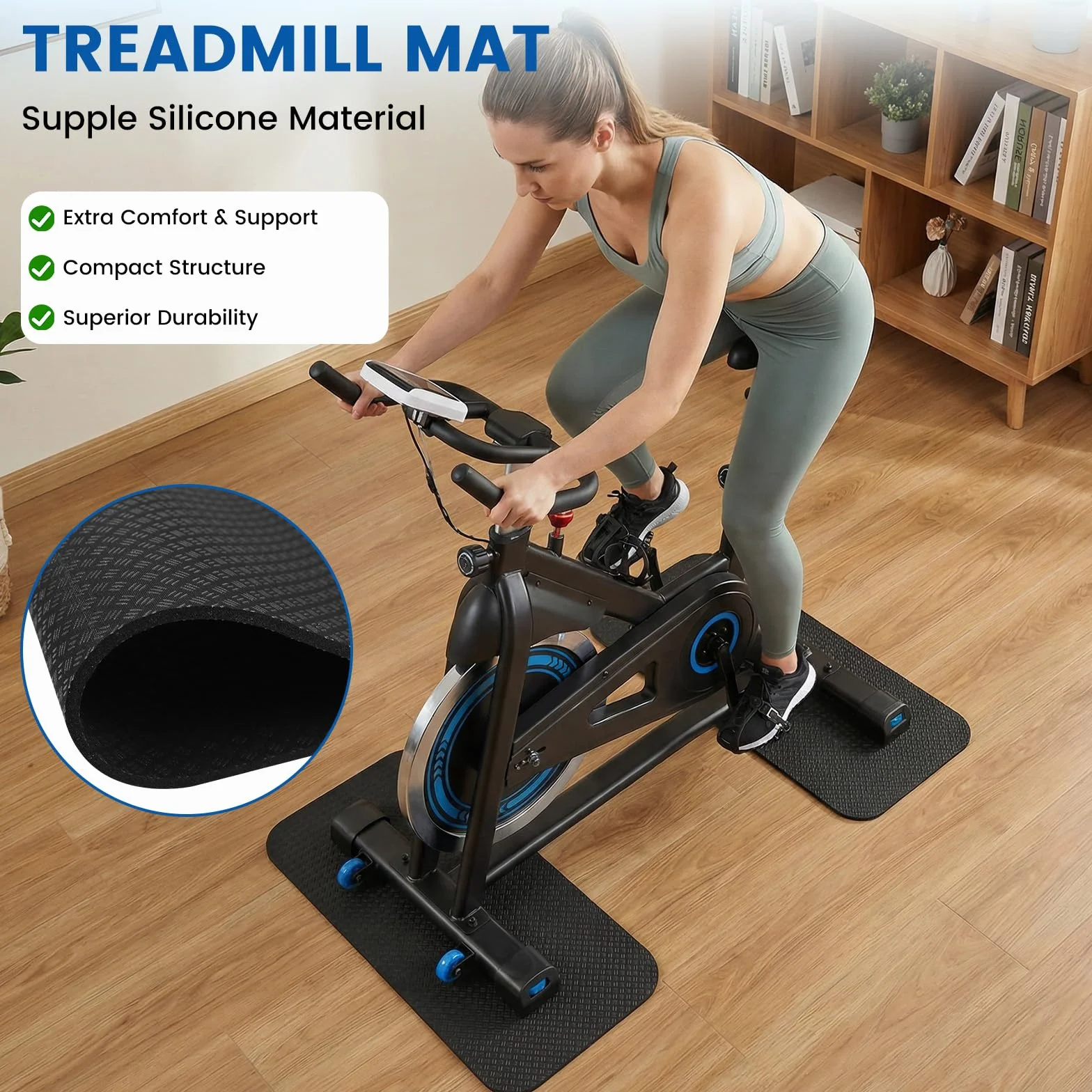 2Pezzi Tappetino Protezione Pavimento per Attrezzi Fitness, Tappetino Antiscivolo Doppia Faccia in Silicone, Tappeto di Protezione per Pavimento, Sottopattino per Attrezzatura Sportiva, Tapis Roulant