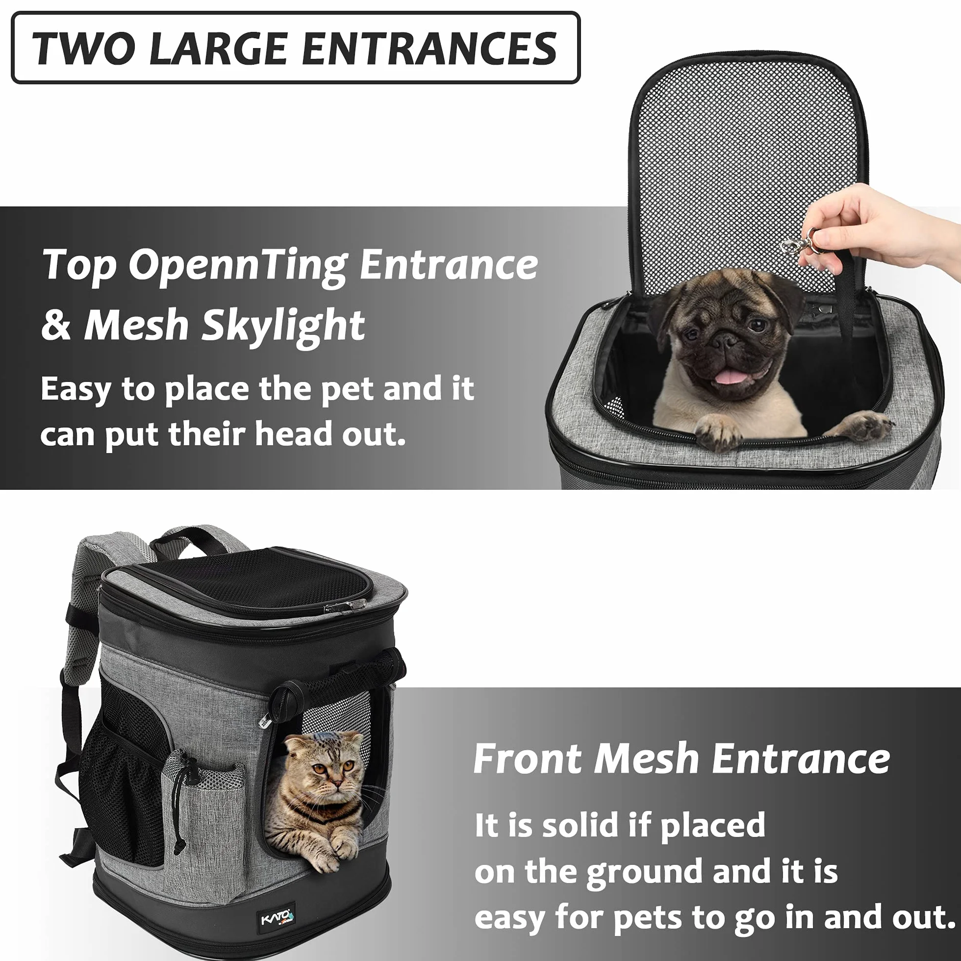 Kato Tirrinia Pet Dog Carrier Zaino, Pet Carrier Bag con Rete per Cani Medi Gatti, 1.5lbs Cucciolo Zaino Carrier Borsone Portatile per All'aperto