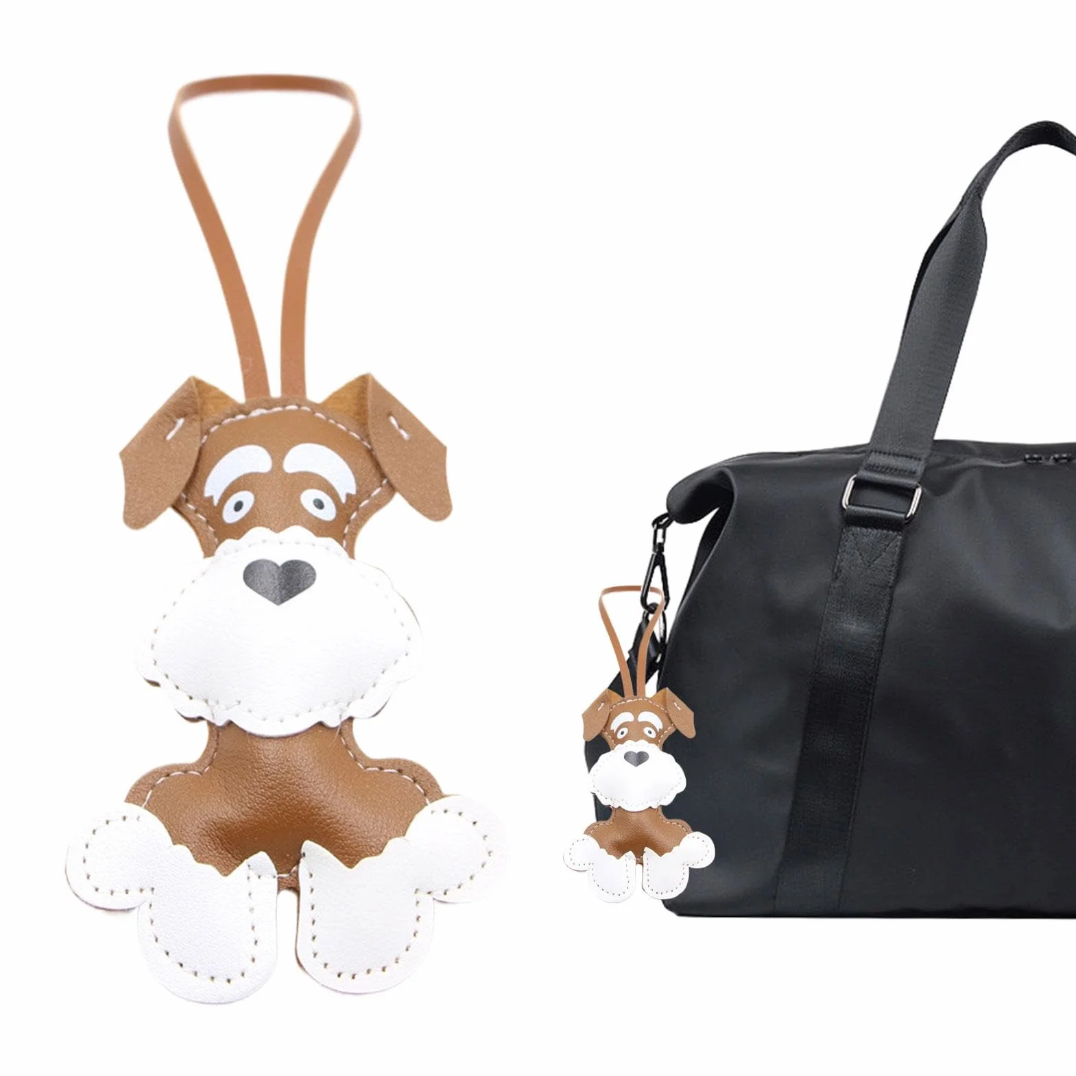 Borsa per cani, charme, borsa per animali in pelle, con ciondolo a forma di cucciolo, in pelle PU, per donne e ragazze