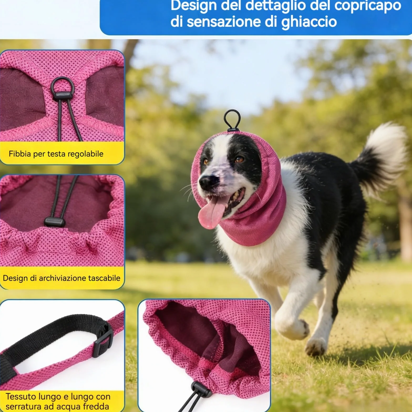 Paraorecchie rinfrescanti per cani - Copricapo regolabile per cuccioli piccola, media e grande taglia