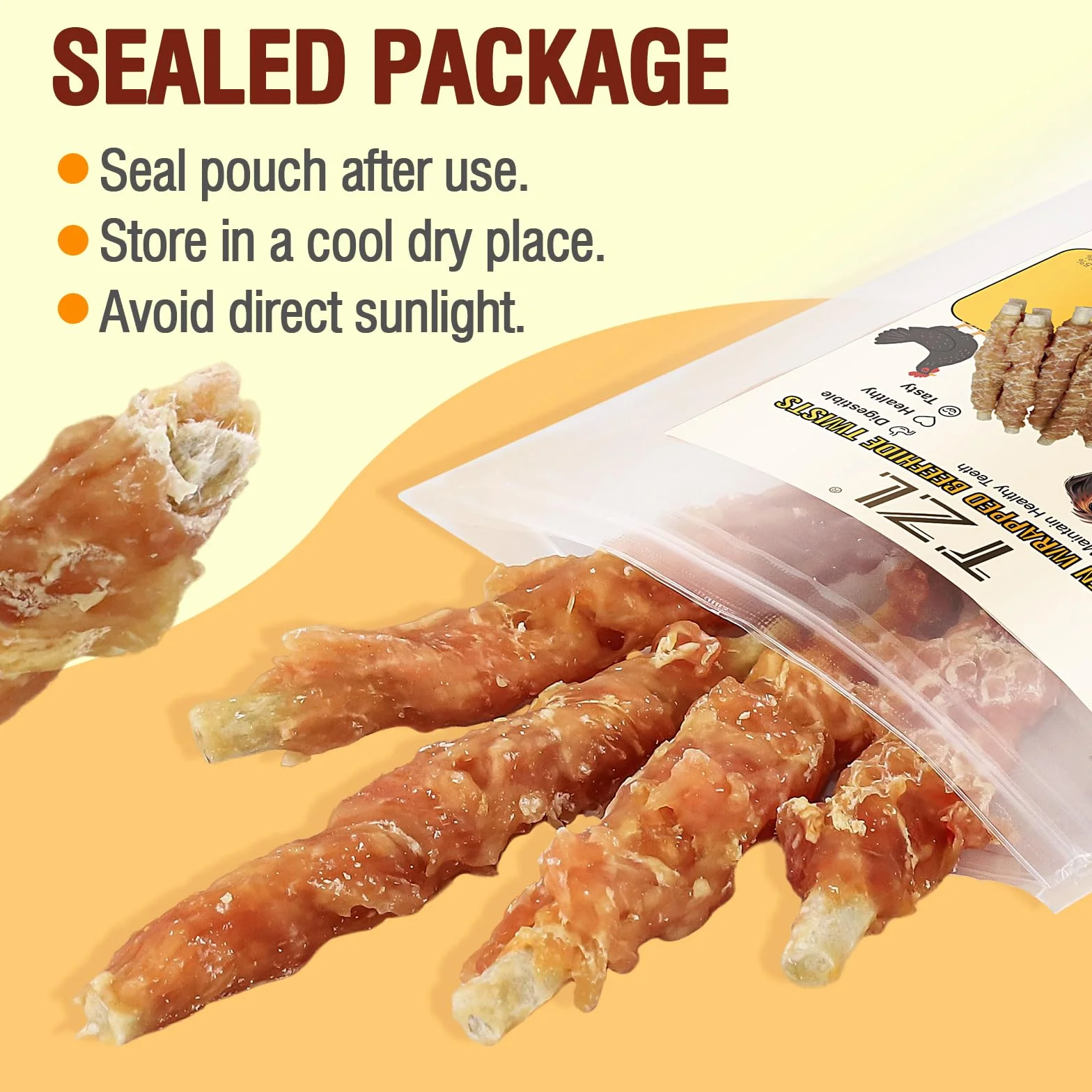 TZL 100g Snacks per Cani in Pelle Bovina Avvolta nel Pollo, Bastoncini Naturali per la Pulizia dei Denti e Masticativi di Lunga Durata per Cani di Piccola e Media Taglia, 4,7 pollici (12 cm) (100g)