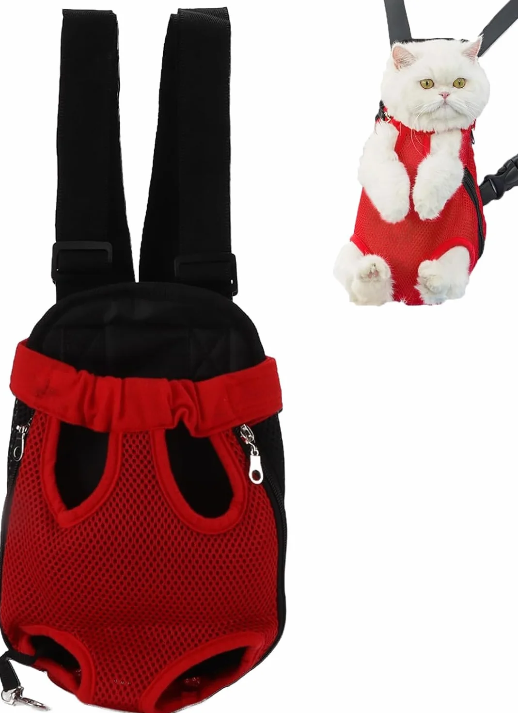 Zaino Pettorale Per Animali Domestici, Zaino Porta Cani Traspirante Portatile Per Animali Domestici Accessori Per Animali Domestici Per Escursionismo Bici da Viaggio Moto(S-rosso)