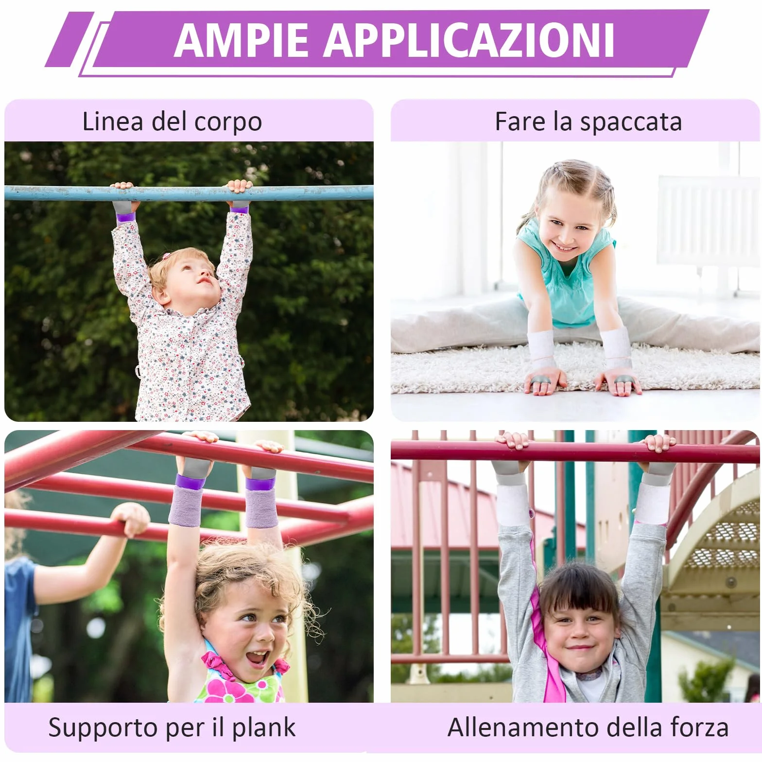 Scettar Set di Polsini da Ginnastica, 2 Paia Falcon Grip Pad per Cross Training Bambina