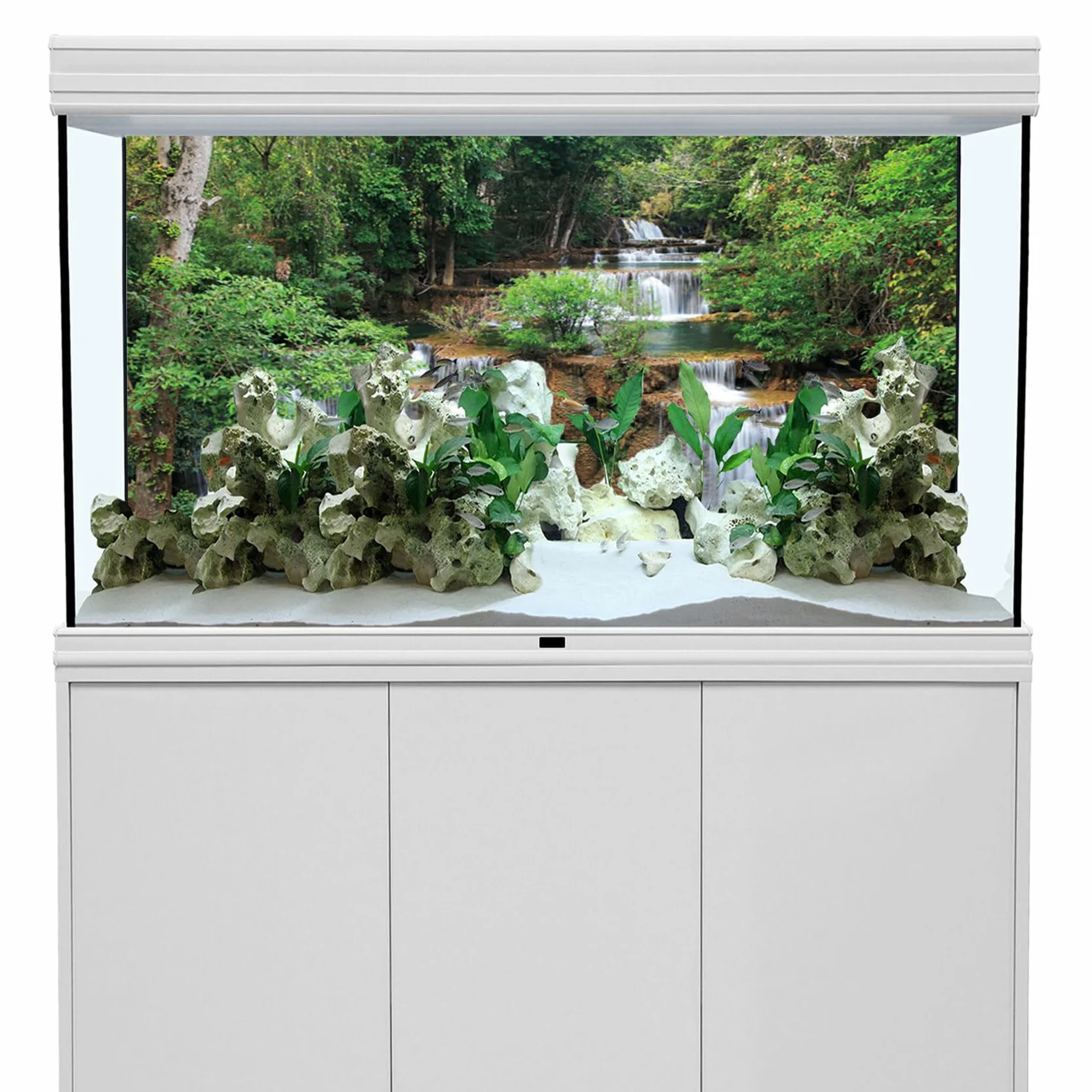 120x46cm Cascata Terrario Sfondo Foresta pluviale Acquario Sfondo Piante Tropicali Albero Verde Rettile Habitat Sfondo Vinile Durevole Sfondo