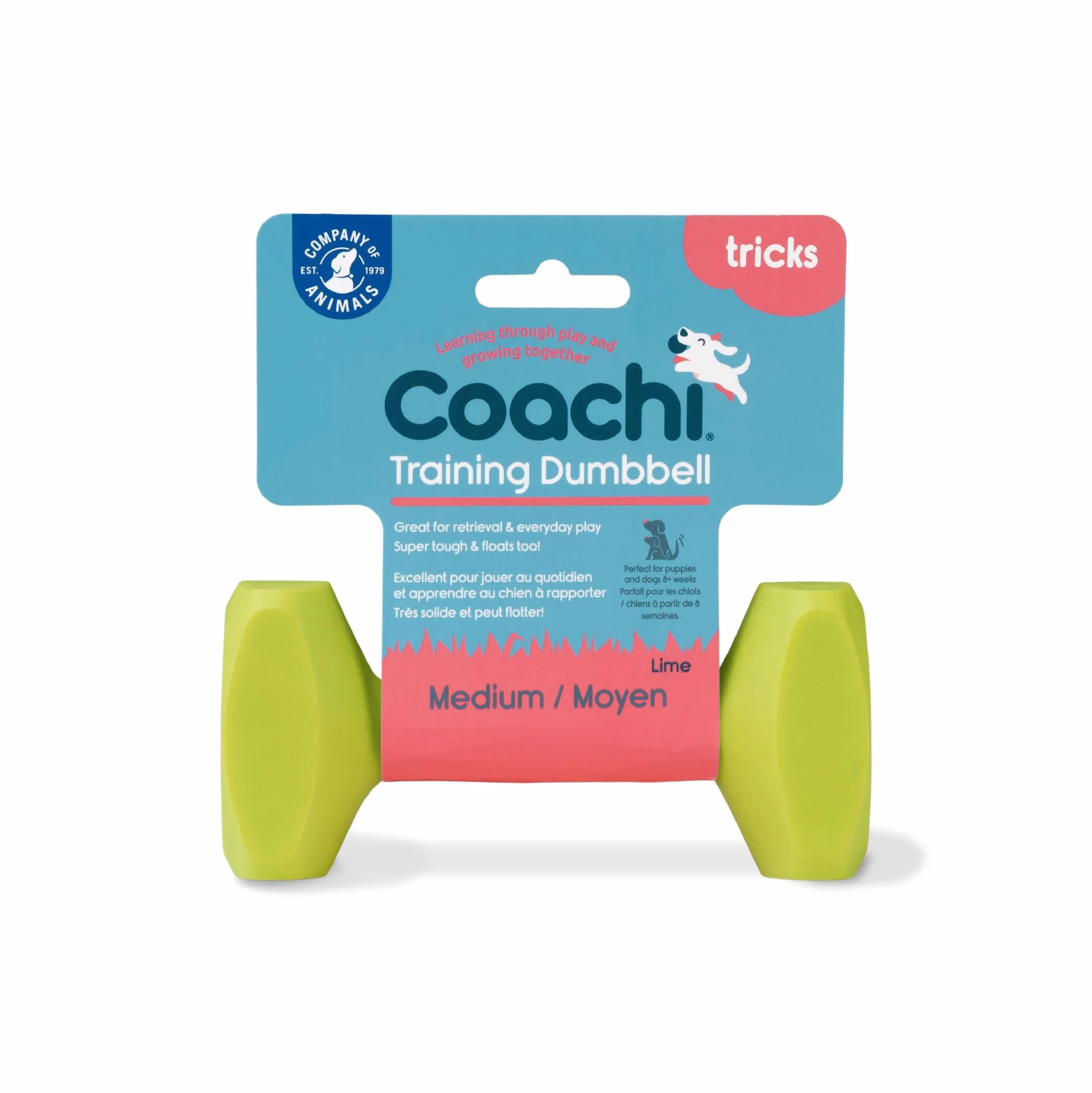 Coachi Training Dumbbell, galleggiante, lancio a lungo raggio, gioco classico per il riporto, addestramento cuccioli e da caccia. Accessorio per cani, super resistente. Per cani di taglia media.