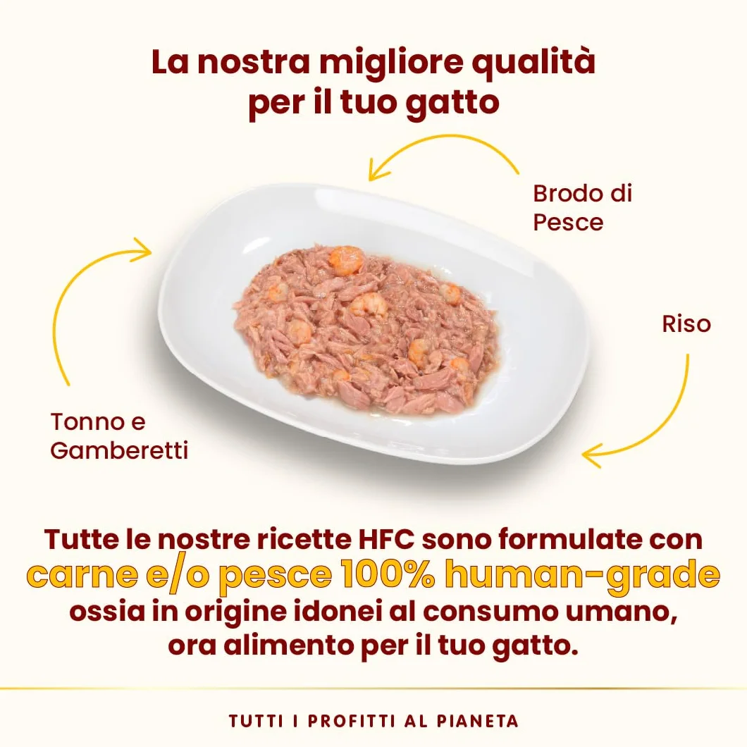 Almo Nature HFC Natural Alimento Umido per Gatti Tonno e Gamberetti 420 g (6 x 70 g)