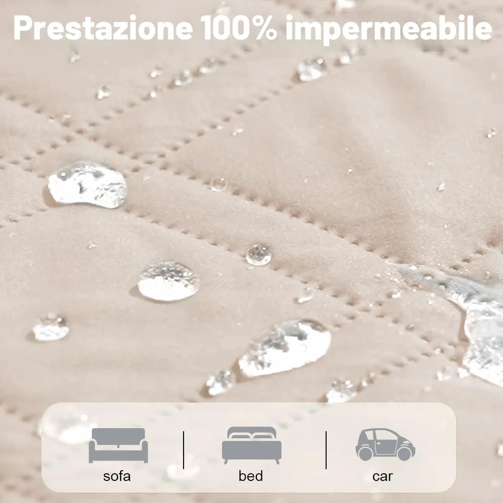 Copridivano Impermeabile per Cani Antiscivolo 3 Posti 132 x 208 cm Crema