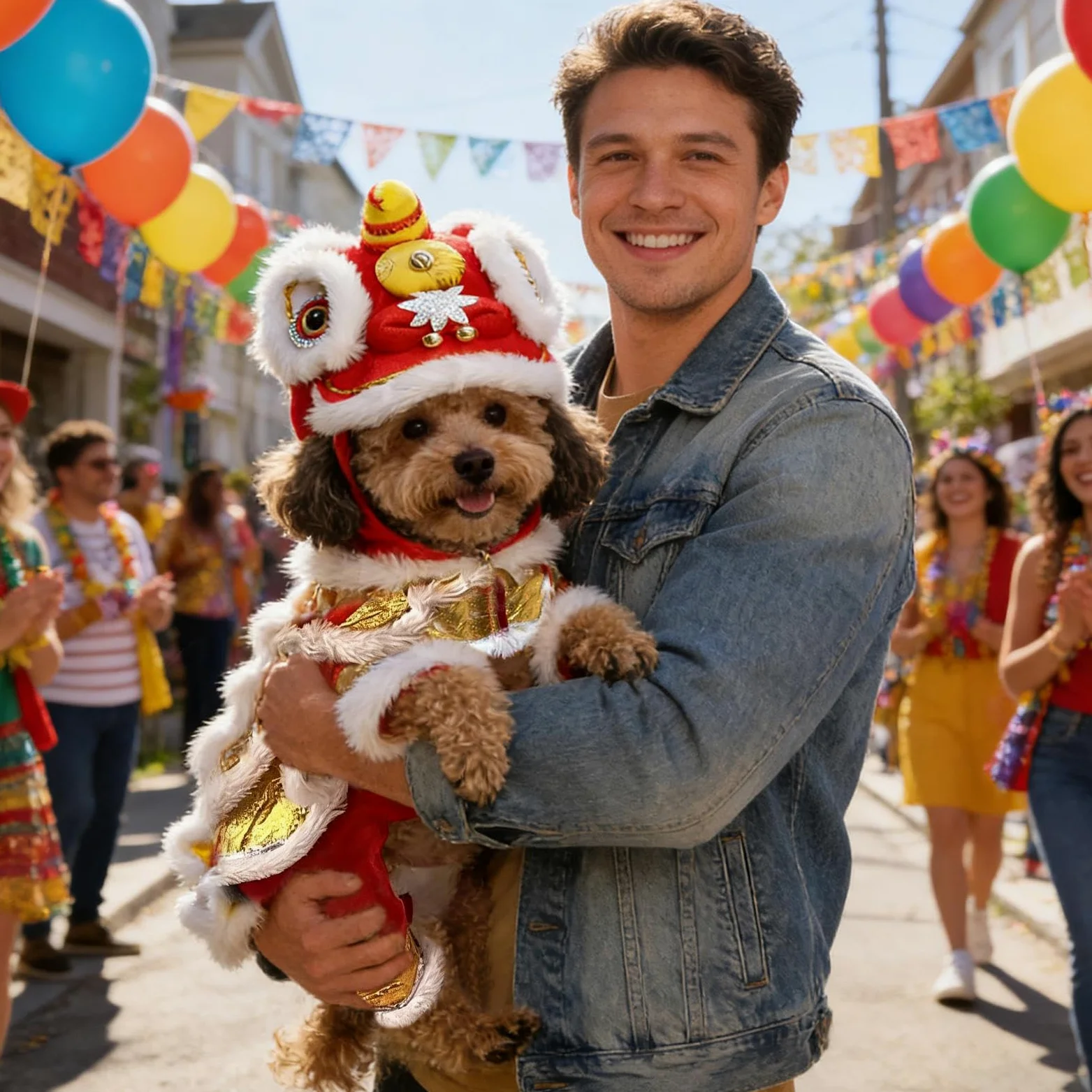 Costume Da Cane Lion Dance Cinese,Abbigliamento Cosplay Per Cuccioli | Abbigliamento Da Cani Capodanno - Per Feste Tema Carnevale Raduni Famiglia Capodanno Cinese Giardino Casa Eventi Sociali