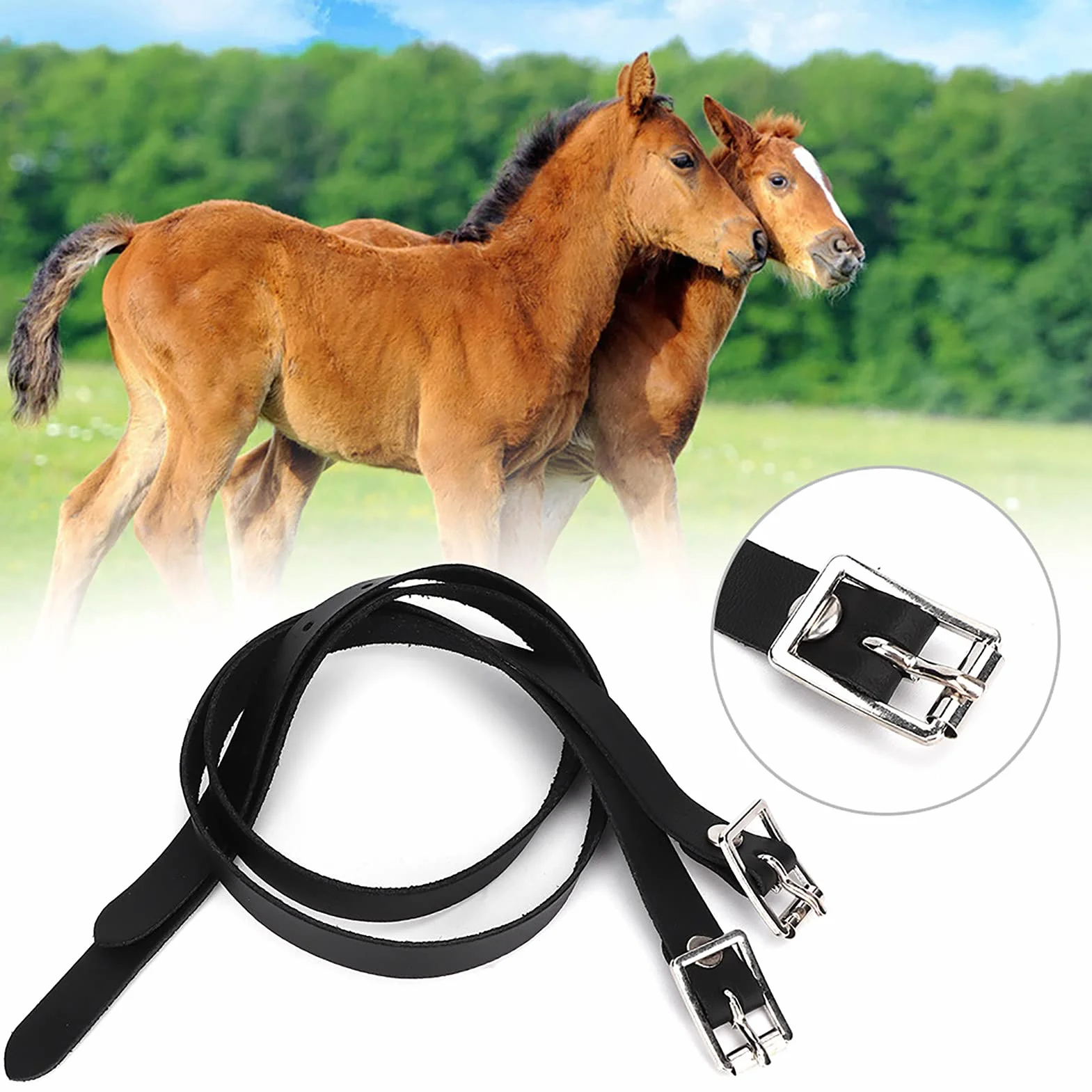 Speroni in Pelle, Speroni Equitazione, Lacci per Speroni Equitazione, Cinghie per Cavalli Cinturini, Pelle con Fibbia Acciaio Inossidabile Regolabile Cuoio Sperone Equestre Accessori Equitazione