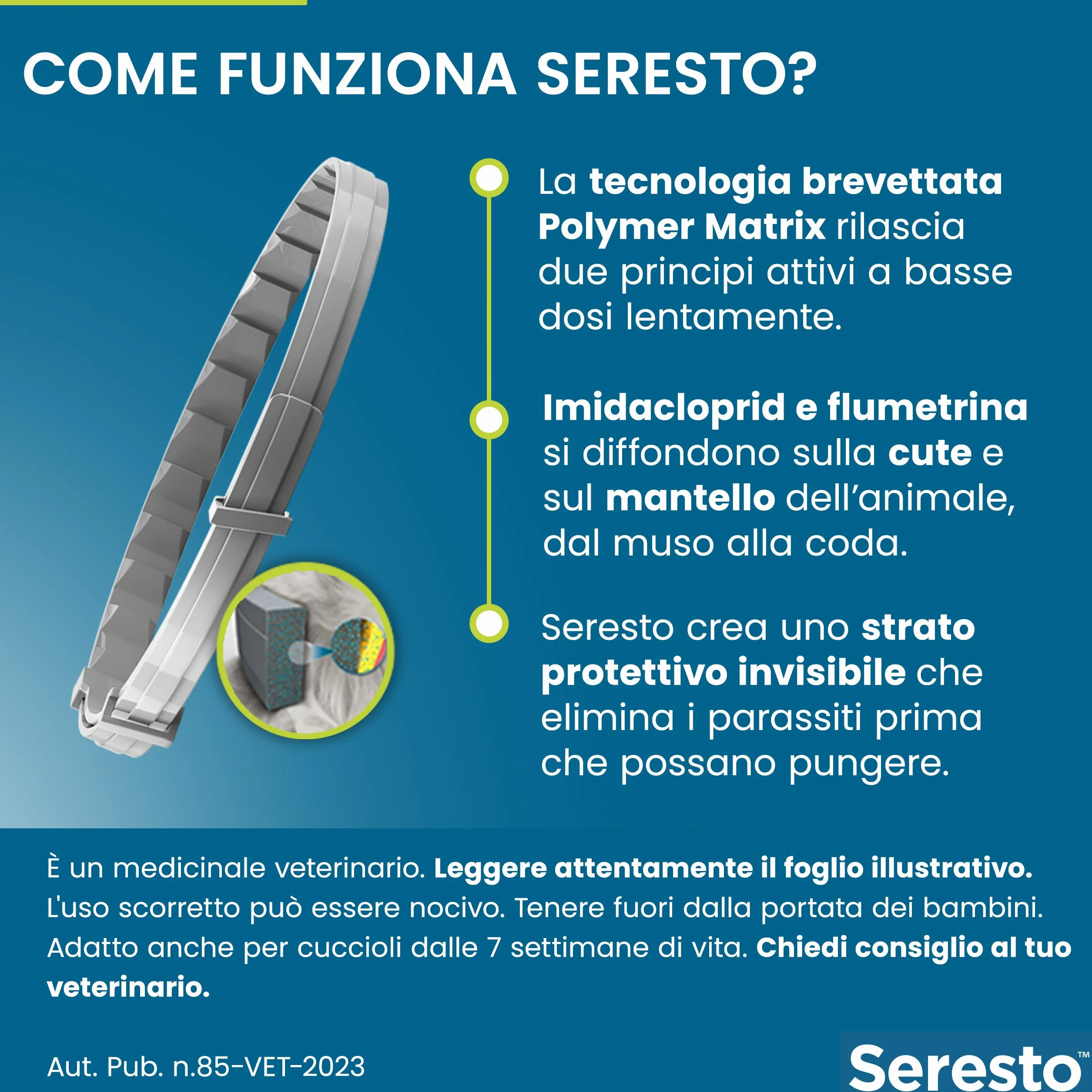 Seresto collare antiparassitario per cani oltre 8 kg elimina pulci zecche pidocchi protezione leishmaniosi 8 mesi
