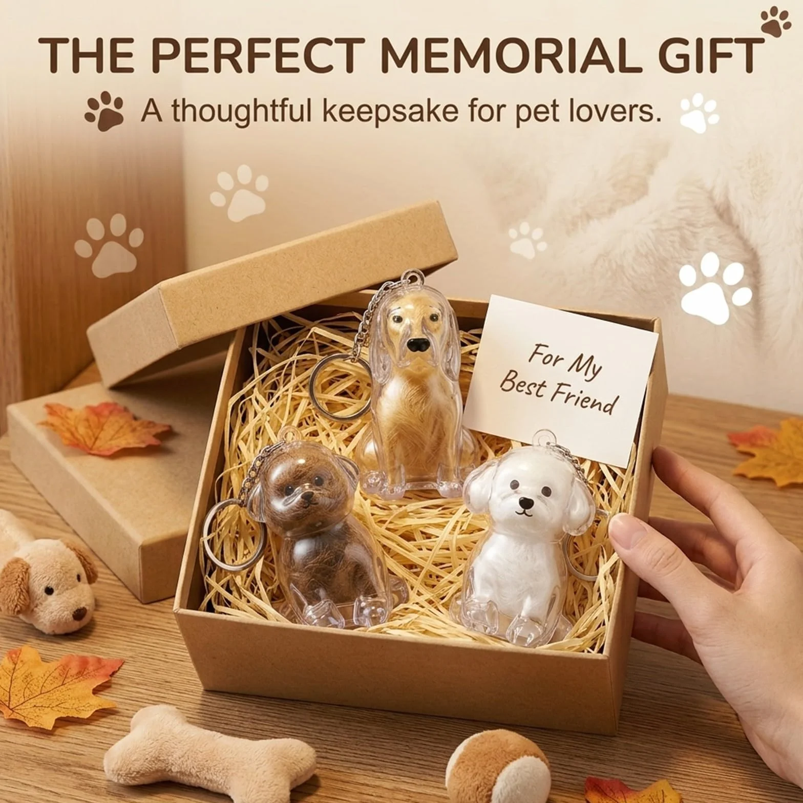 Set di 3 Ciondoli Porta Pelo Cane Ricordo, Mini Contenitore Commemorativo per Peli Animali (Teddy, Bichon e Golden Retriever), Souvenir Portatile in Plastica per Amanti dei Cani