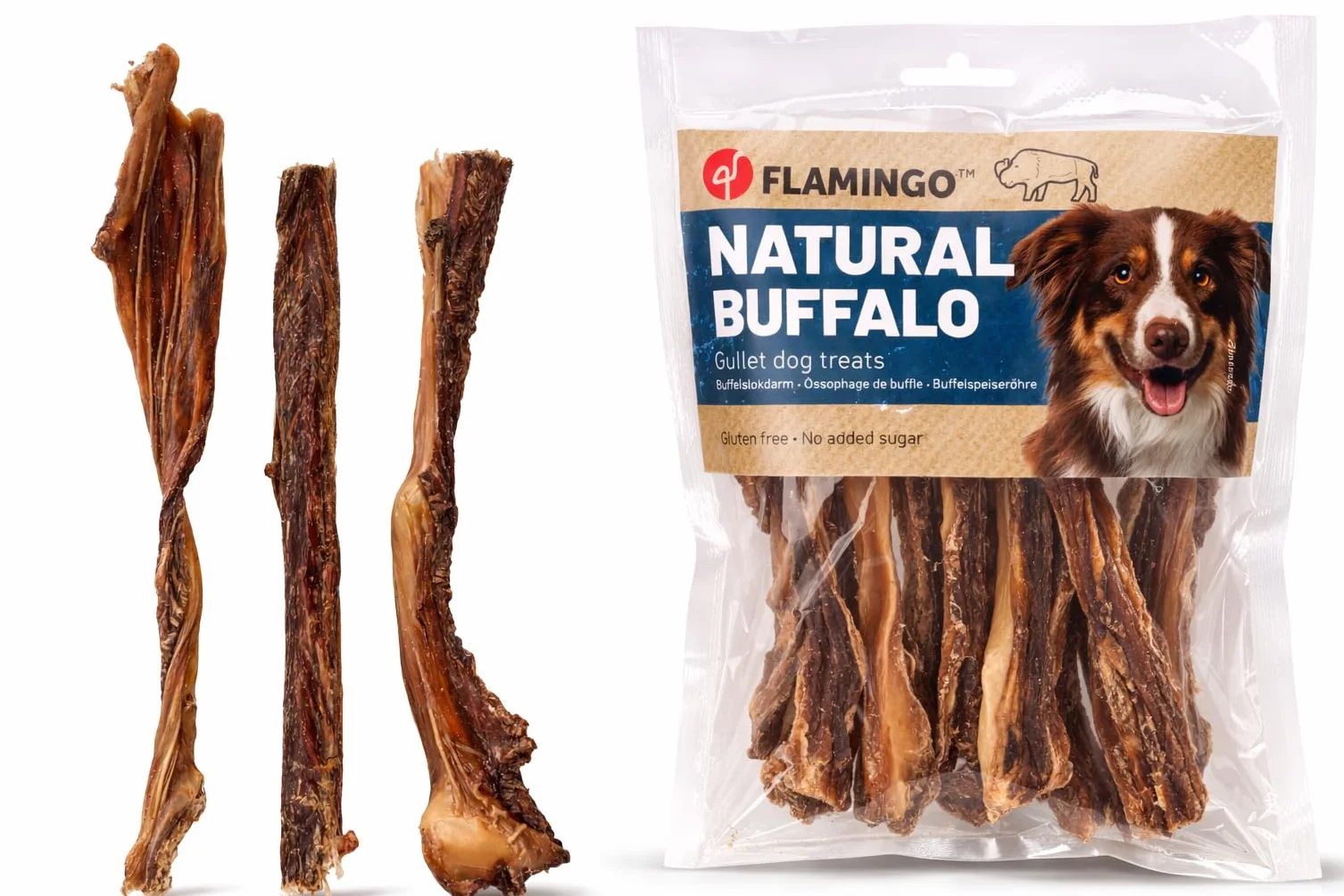 snack per cani - bastoncini per cani - esofago di bufalo rotondo 150g - snack naturale - senza glutine - senza zuccheri aggiunti - senza additivi