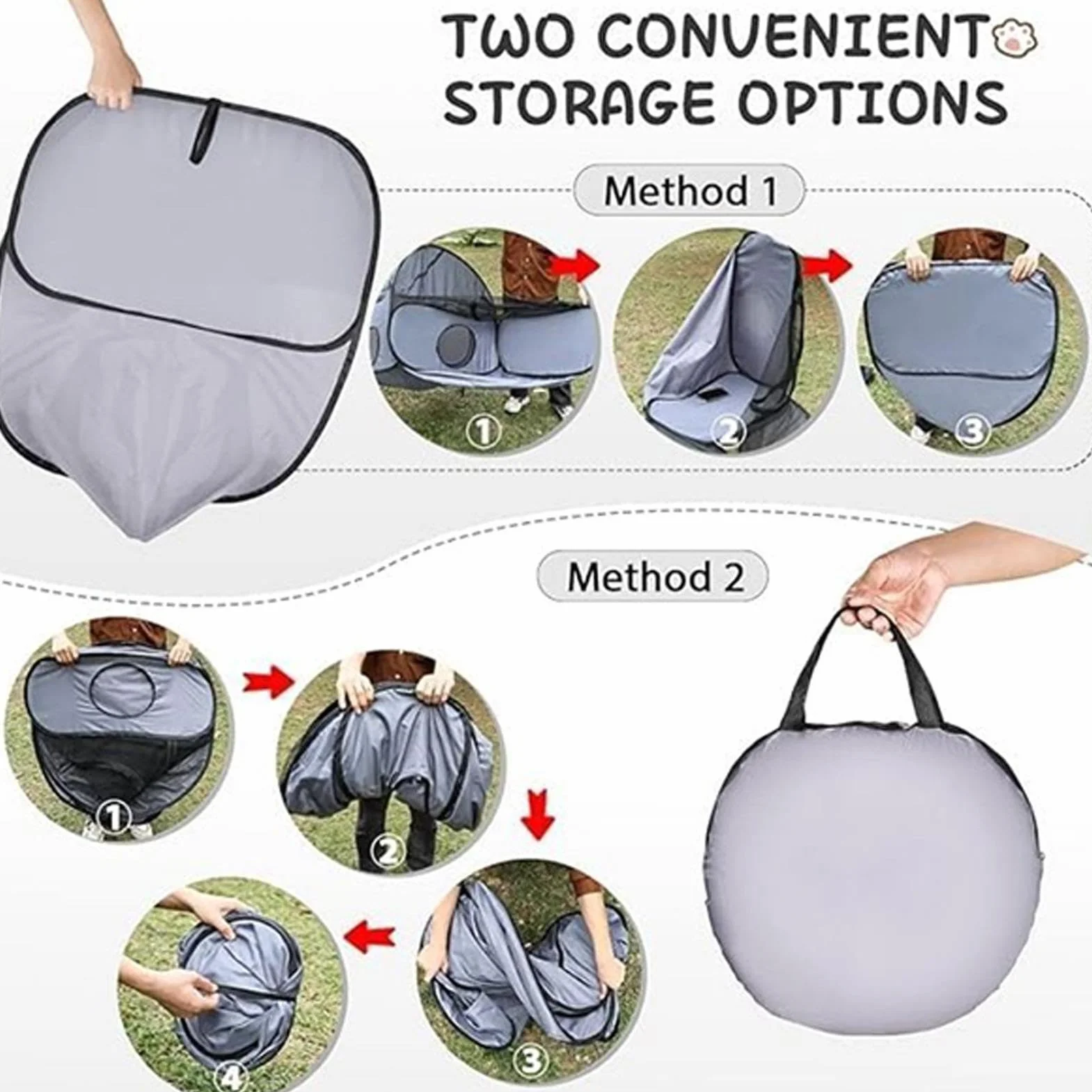 Gabbia Portatile per Gatti - Box Pieghevole per Gatti - Tenda Portatile per Gatto, Recinto Pieghevole per Animali Domestici, con Tunnel E Rete Di Ventilazione, per Campeggio E Viaggio