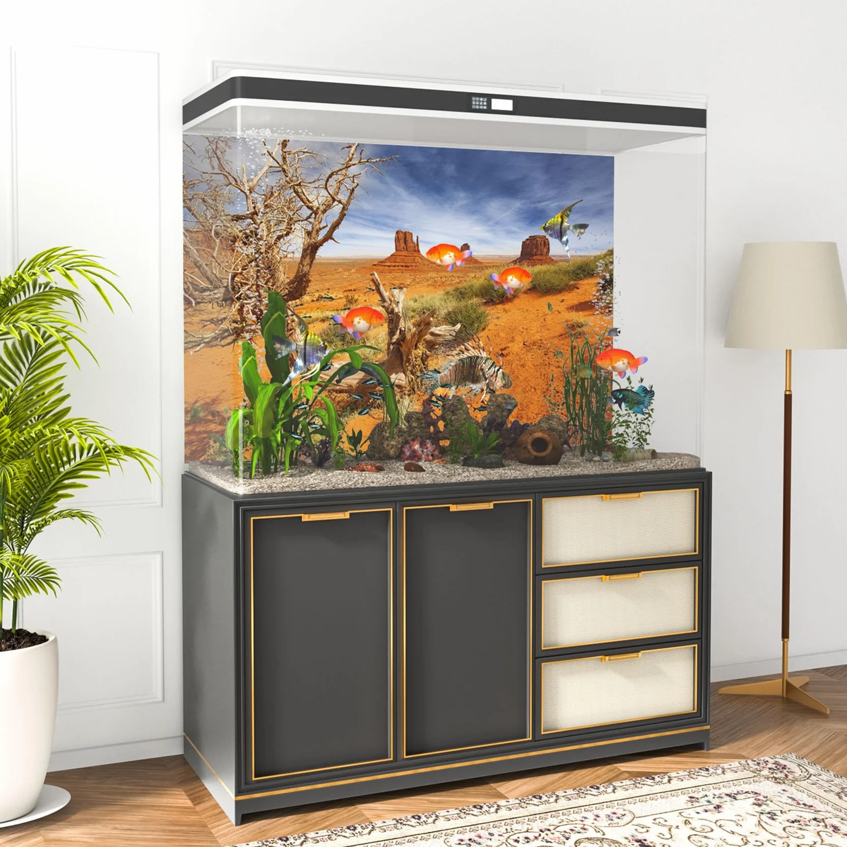 120x61cm Rettile Habitat Sfondo Arancione Deserto Terrario Sfondo Vinile Sfondo