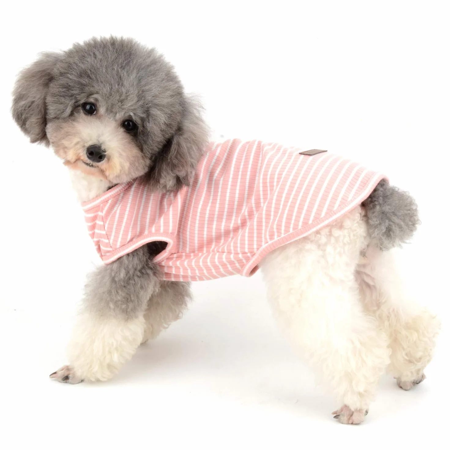 Maglietta per Cani Piccola Taglia Estate Cuccioli Canottiera Morbido Cotone Righe Fresco Abbigliamento per Gatti Chihuahua Rosa L
