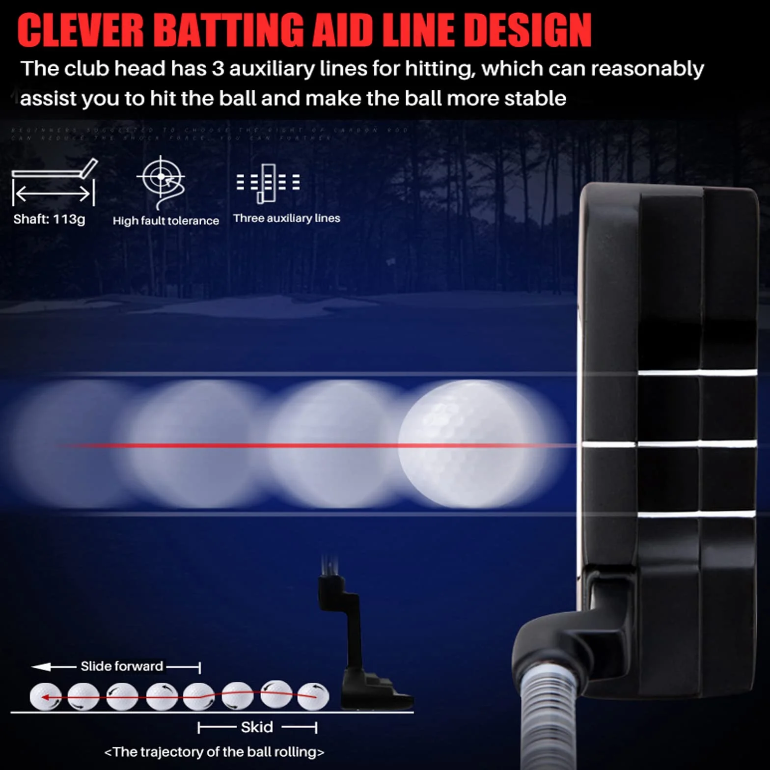 PGM Putter da golf – Putter a lama per uomini e donne – colpi facili da flop – legale per tornei – per destrorsi – asta in grafite