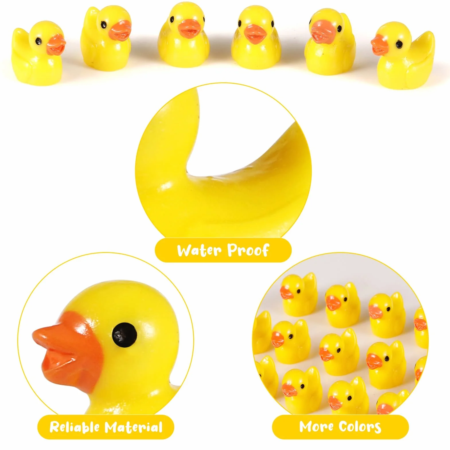Fanshiontide Mini Anatre, 100 Pezzi, Statuette in Resina, Piccole Anatre, Decorazione per Acquario, Giardino in Miniatura, Fai da Te, Micro Decorazioni per Paesaggi (Giallo)