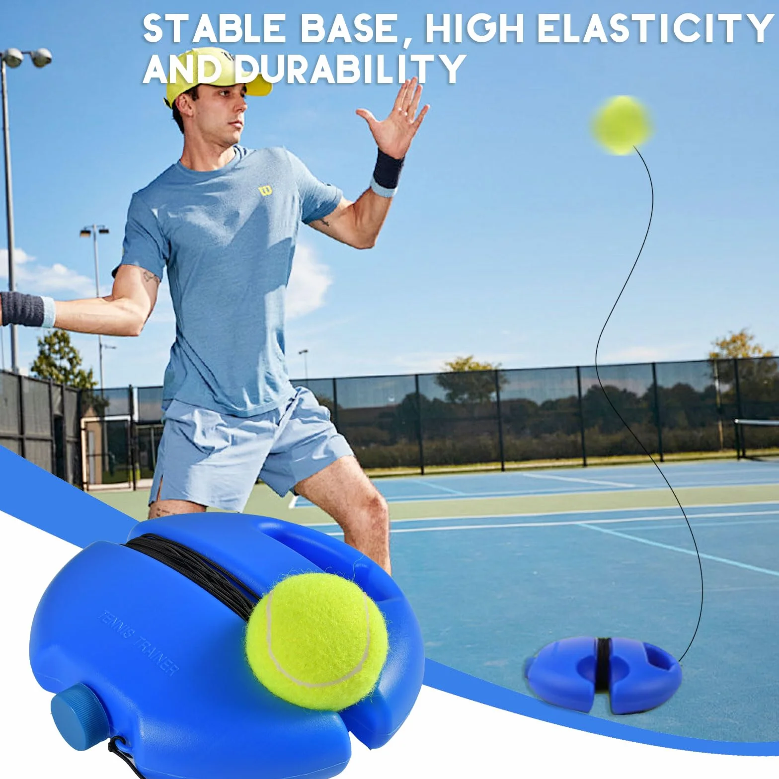 Funmo Set di Allenamento per Tennis con Base di Rimbalzo e 2 Palle da Rimbalzo
