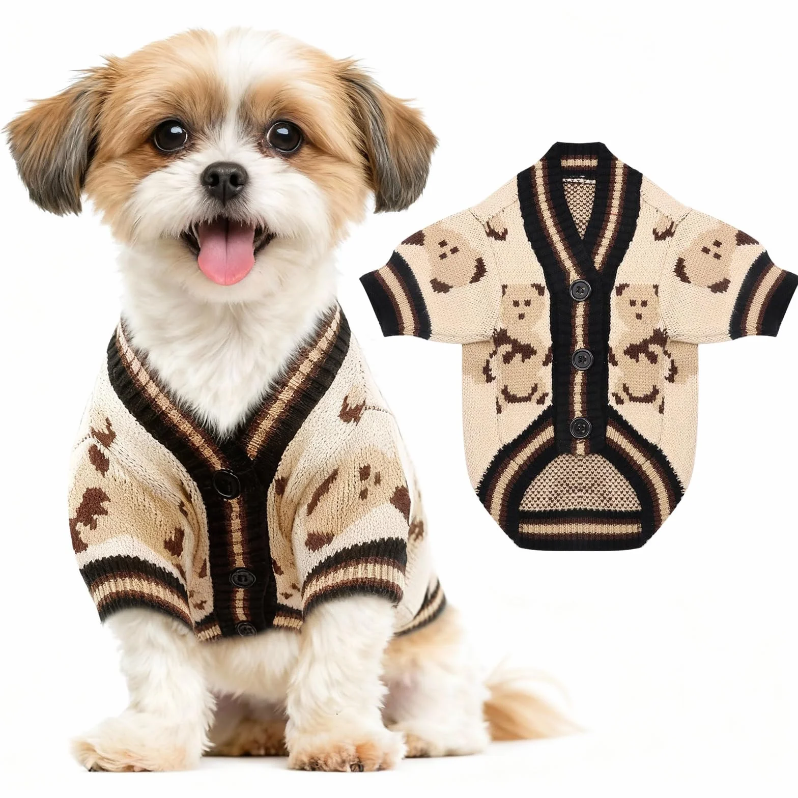 Maglioncino Cane Taglia Piccola,Caldo Maglione Cane Taglia Media,Lavorato a Maglia Canes di Piccola,Maglione Maglia per Cucciolo Carino,Maglioncino Gatti, Vestito per Piccolo Cani(Beige/S)