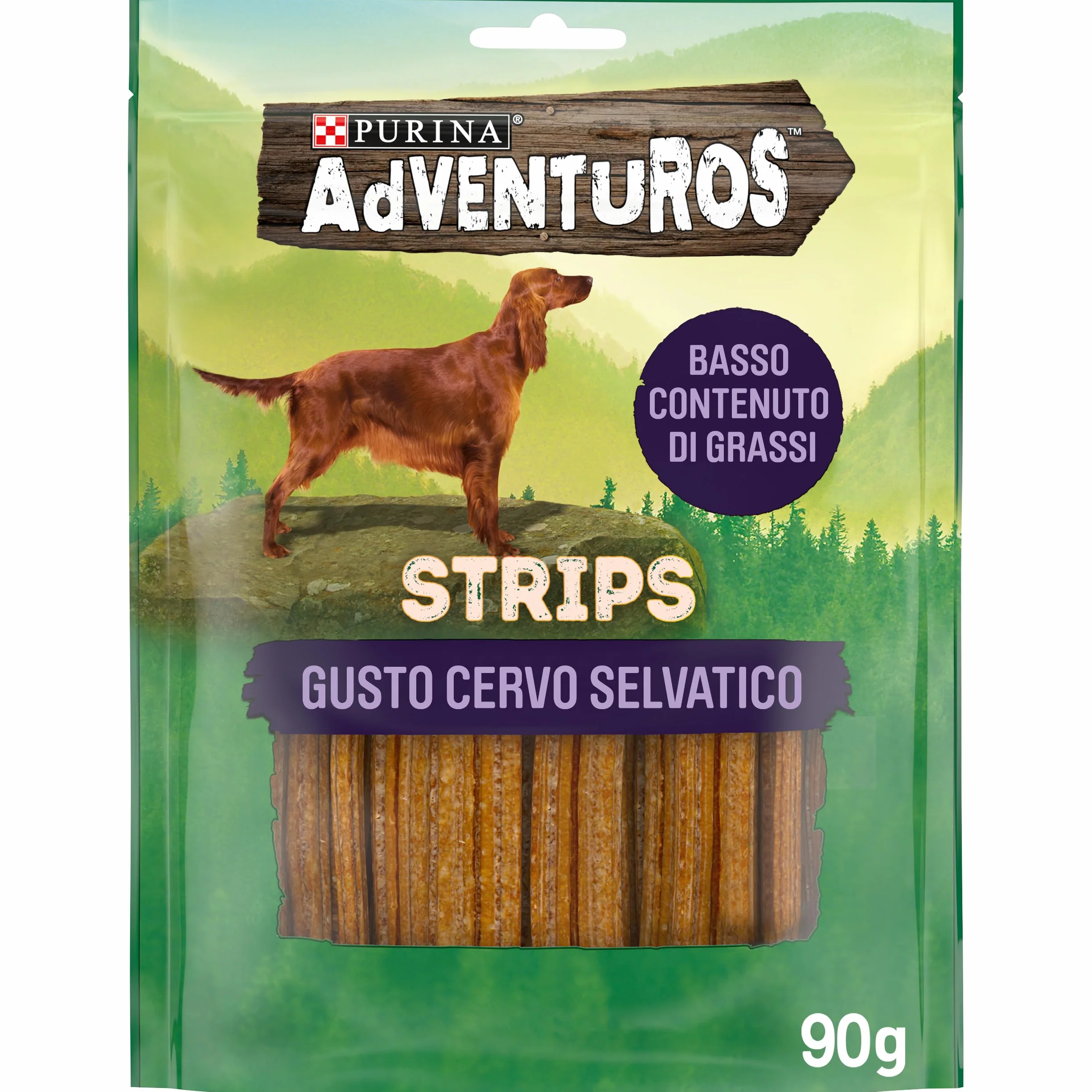 PURINA ADVENTUROS Snack per Cani Adulti Strips con Cervo 6 Confezioni da 90g