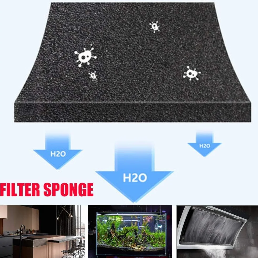 MEISO 5 Pezzi Filtro Carbone Attivo, Cuscinetti di Ricambio per Filtro per Acquario, in Spugna di Carbone Attivo, Filtro Multiuso a Carboni Attivi, Compatibili con Pesci e Acquari