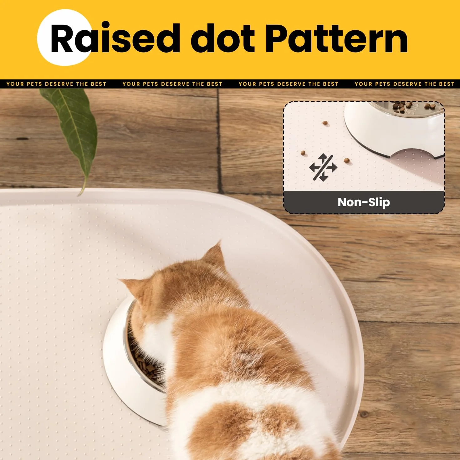 Conlun Tappetino Ciotola Cane, Tappetino Ciotole Gatto con Bordi Rialzati di 1,2 cm per Contenimento Degli Schizzi, Tappetino Silicone per Animali Senza BPA, Sottociotola per Cani(Taupe,81x51 cm)