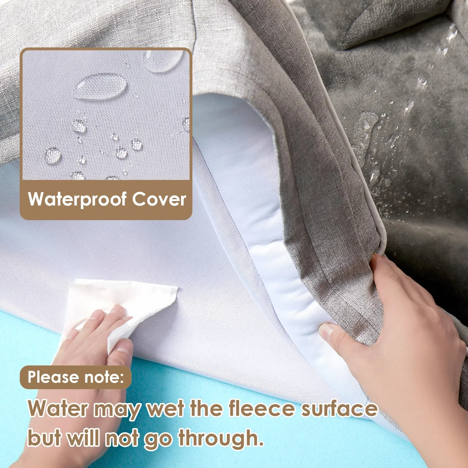 Cuccia Cane Interno Taglia Grande Impermeabile Sfoderabile Lavabile Letto per Cani Ortopedico Grigio 112x81x16cm