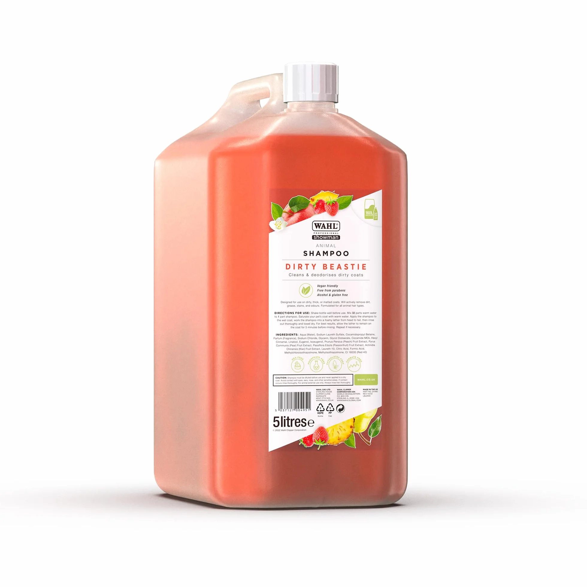 WAHL Dirty Beastie Dog Shampoo - 5 litri, concentrato 32:1, formula vegana per manti sporchi, folti o arruffati, pulisce e deodora