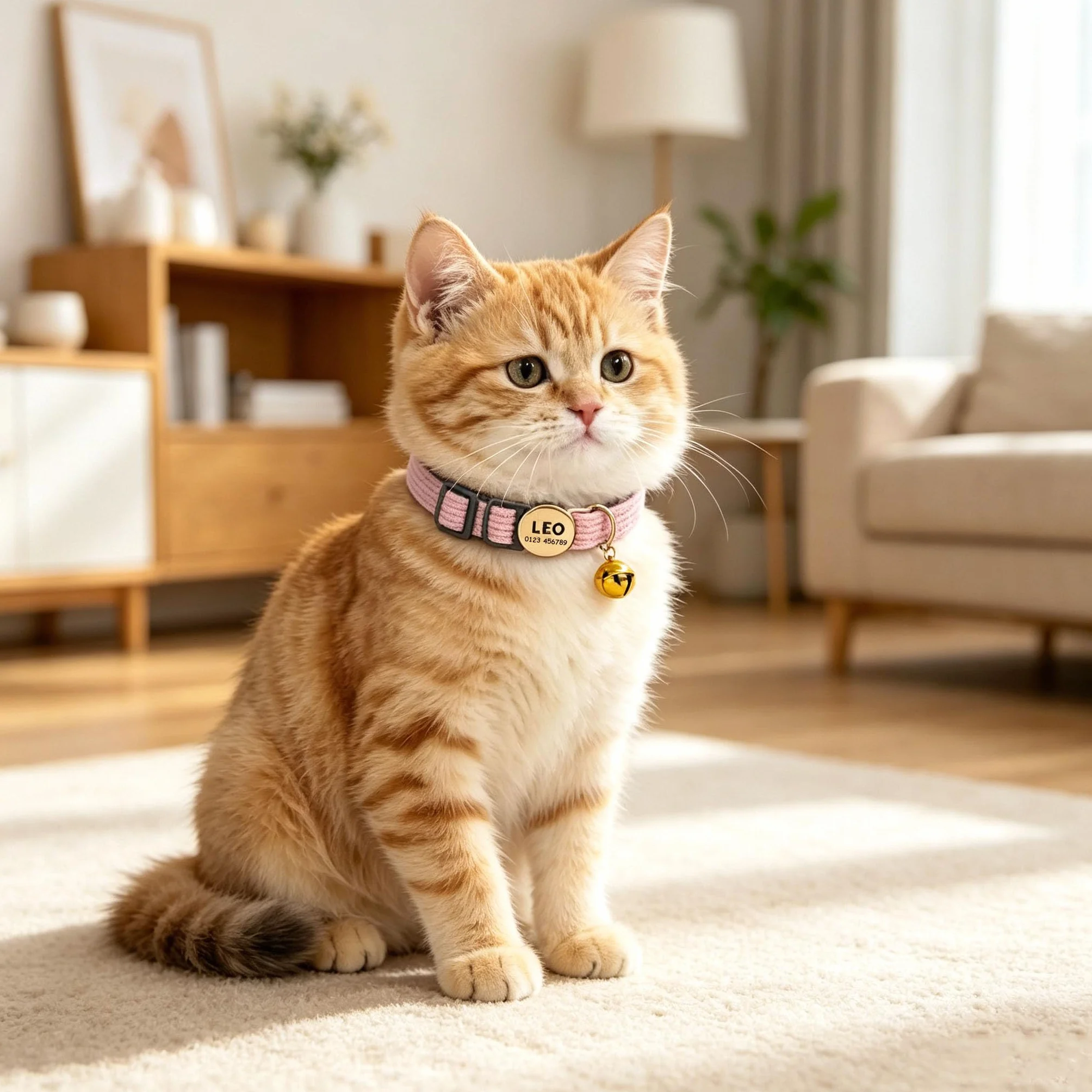 Collare per gatti personalizzato con nome e numero di telefono, collare regolabile in velluto a coste a sgancio rapido con campanello e fibbia di sicurezza per gatti o cani di piccola taglia, 20-30 cm