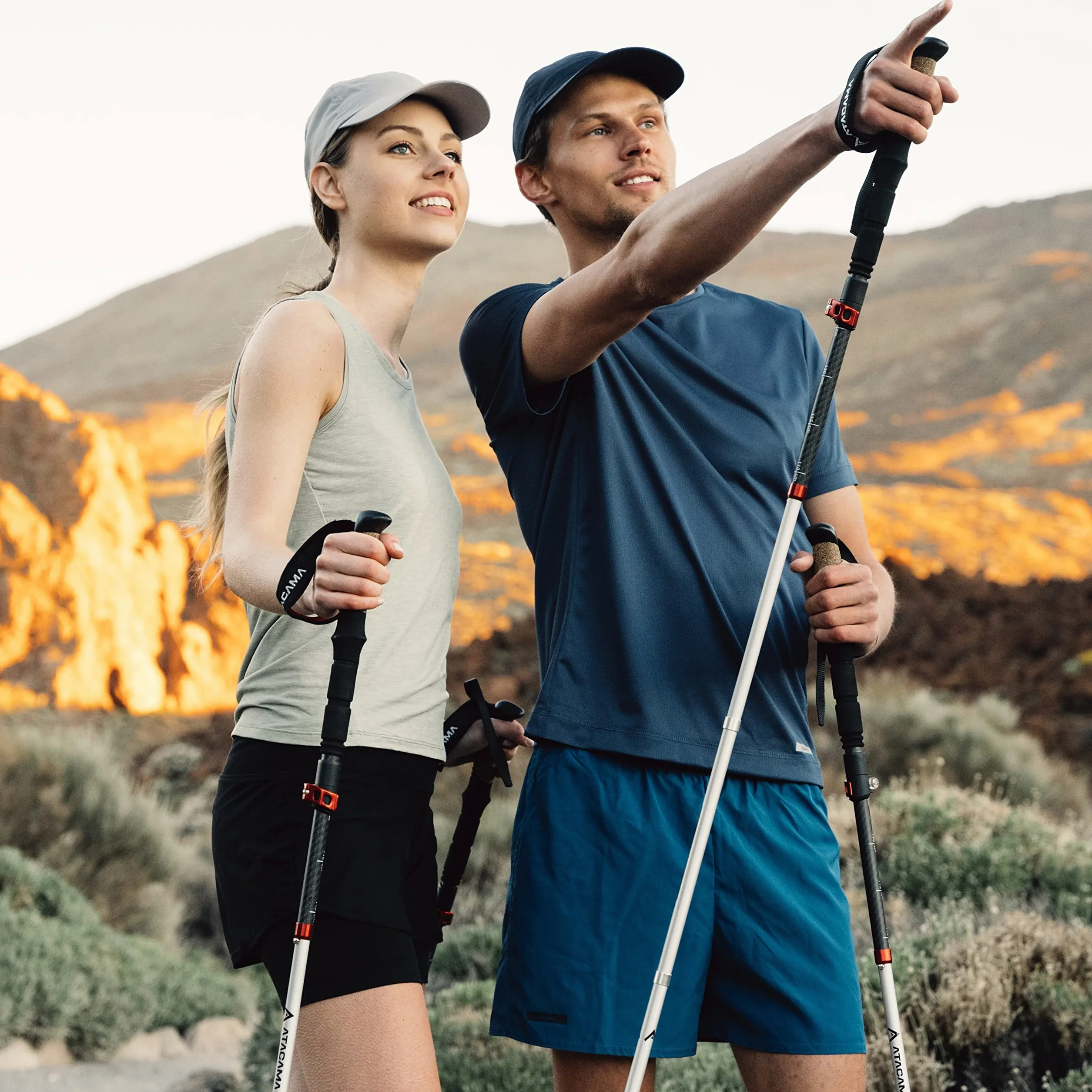 Atacama Bastoni da trekking telescopici in carbonio 3k e alluminio 7075 Nordic Walking con manico in sughero angolo regolabile