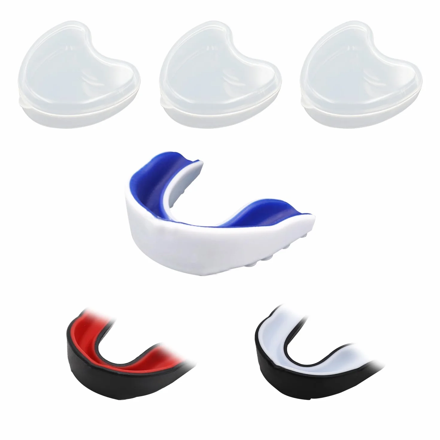 3 Pezzi Paradenti per Bambini Junior, Scudo Paradenti Gengivale Sportivo Modellabile con Trasparente Portatile Custodia, per Boxe, MMA, Rugby, Hockey, Basket (da 6 a 12 Anni)