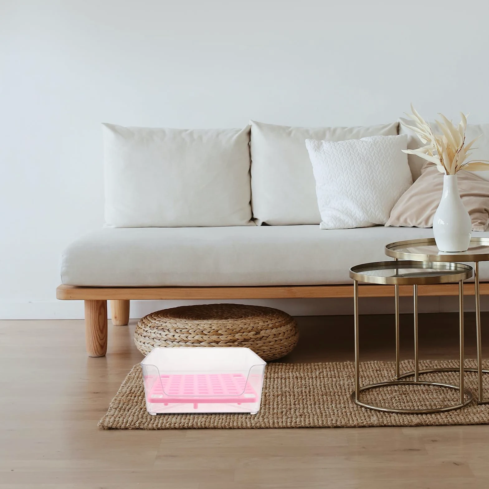 Cassetta Lettiera Gatto Aperta per Addestramento, Acrilico Rosa | Design Semi-enclosed, Anti-spruzzo, per Gatto e Gattino, Formato Domestico per Uso Quotidiano
