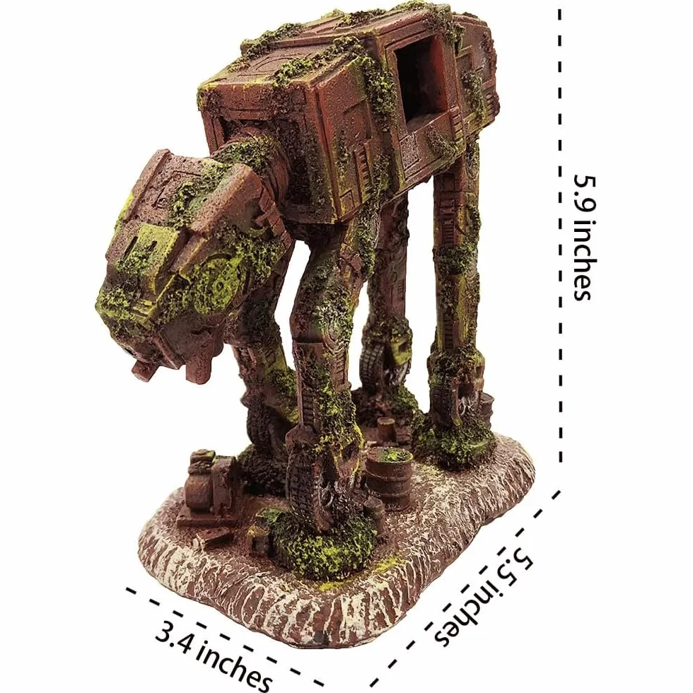 SLOCME Acquario At-At Imperial Walker All Terrain Armored Transport Decorations - Fish Tank Resina Robot Betta Fish Hide Caverna Ornamento