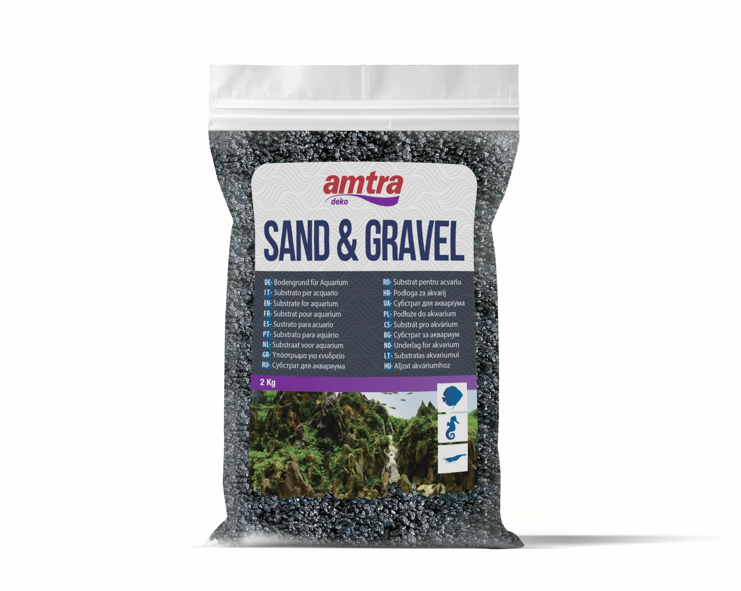 Amtra Quarzo Ceramizzato Nero - Sabbia per acquari al quarzo fine, 2-3 mm, 2KG