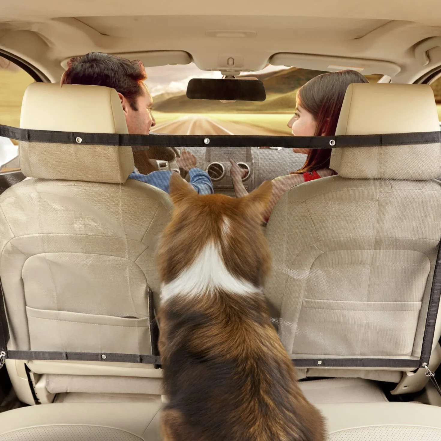 Nobleza Rete Divisoria Auto per Cani, Barriera di Sicurezza tra Sedili, Universale 115x62 cm, Facile da Montare, Rete di Protezione per Viaggio con Animali Domestici