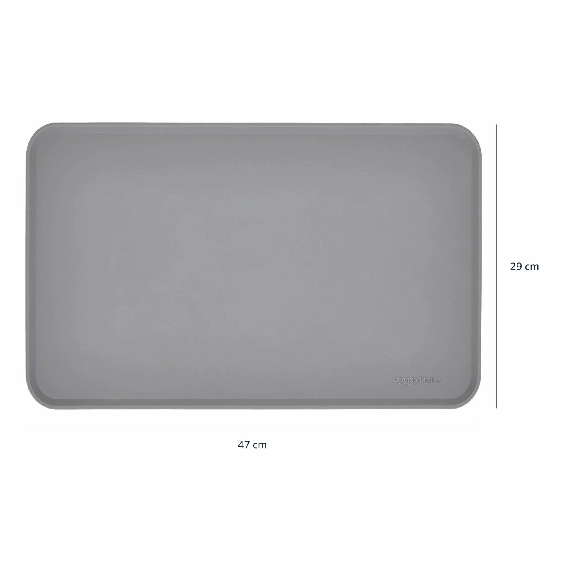 Amazon Basics tappetino sottociotola per animali domestici, impermeabile, in silicone - 47 x 29 cm, Grigio (confezione da 2), Tinta unita